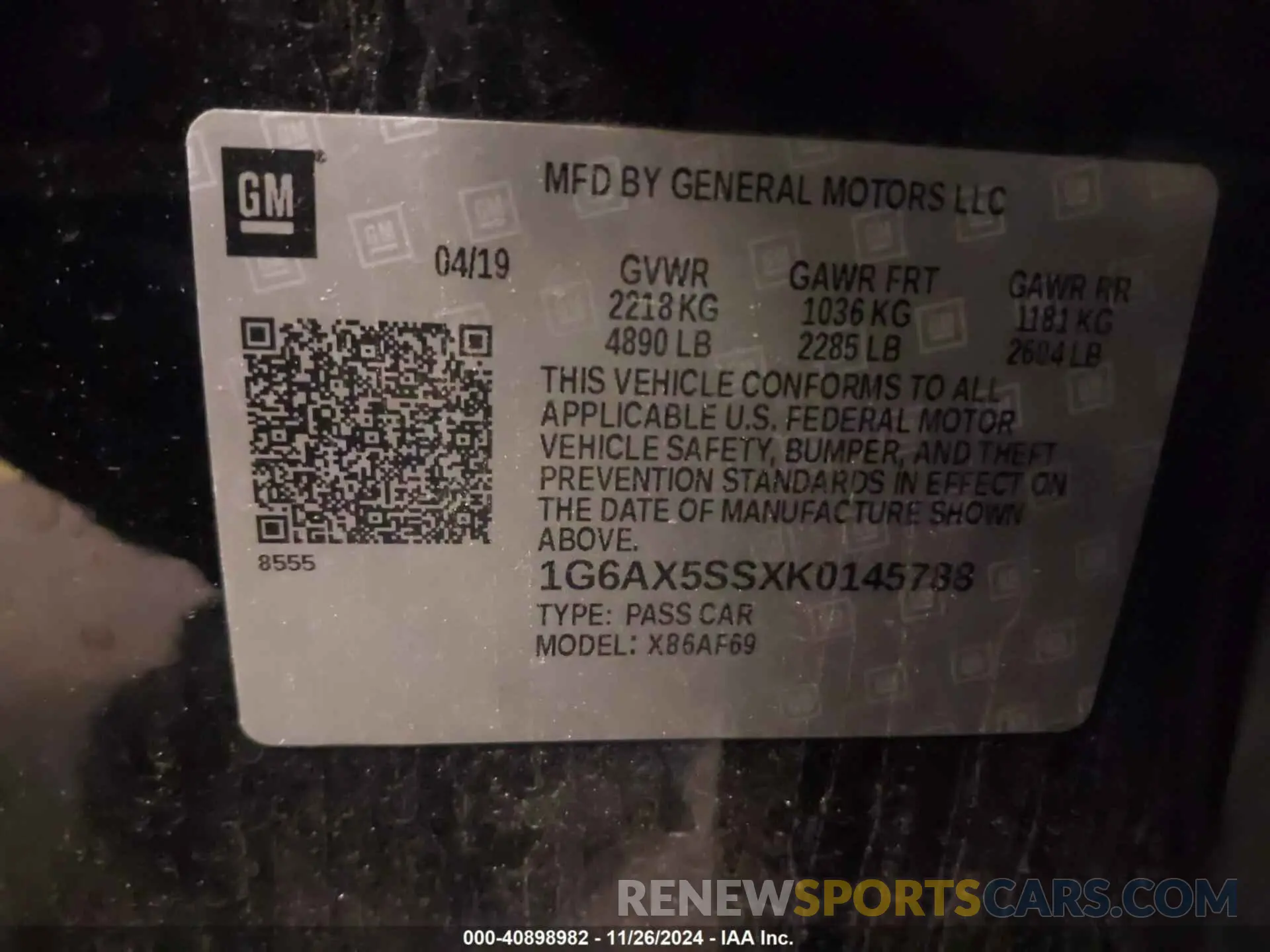 9 Photograph of a damaged car 1G6AX5SSXK0145788 CADILLAC CTS 2019