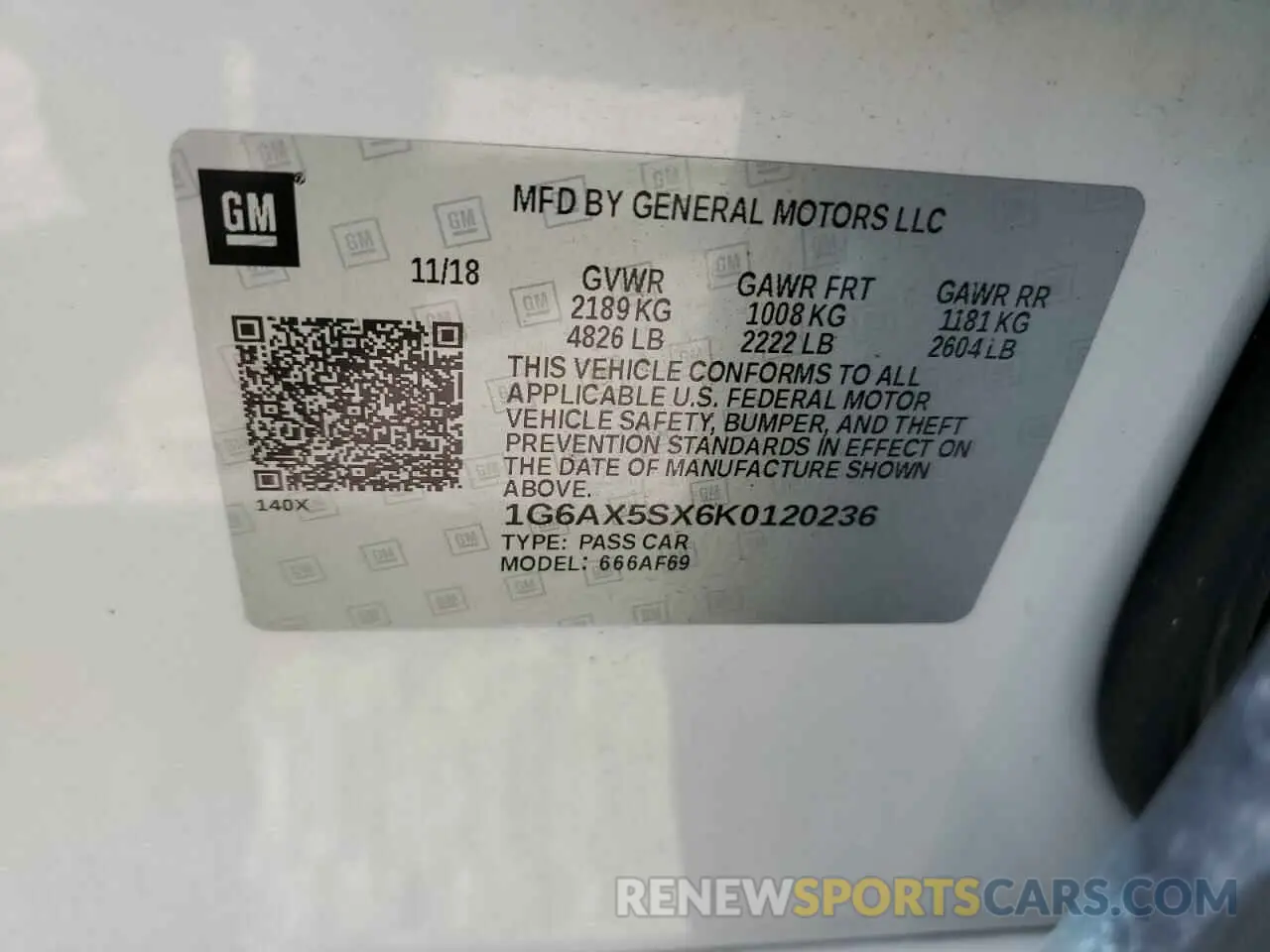 12 Photograph of a damaged car 1G6AX5SX6K0120236 CADILLAC CTS 2019