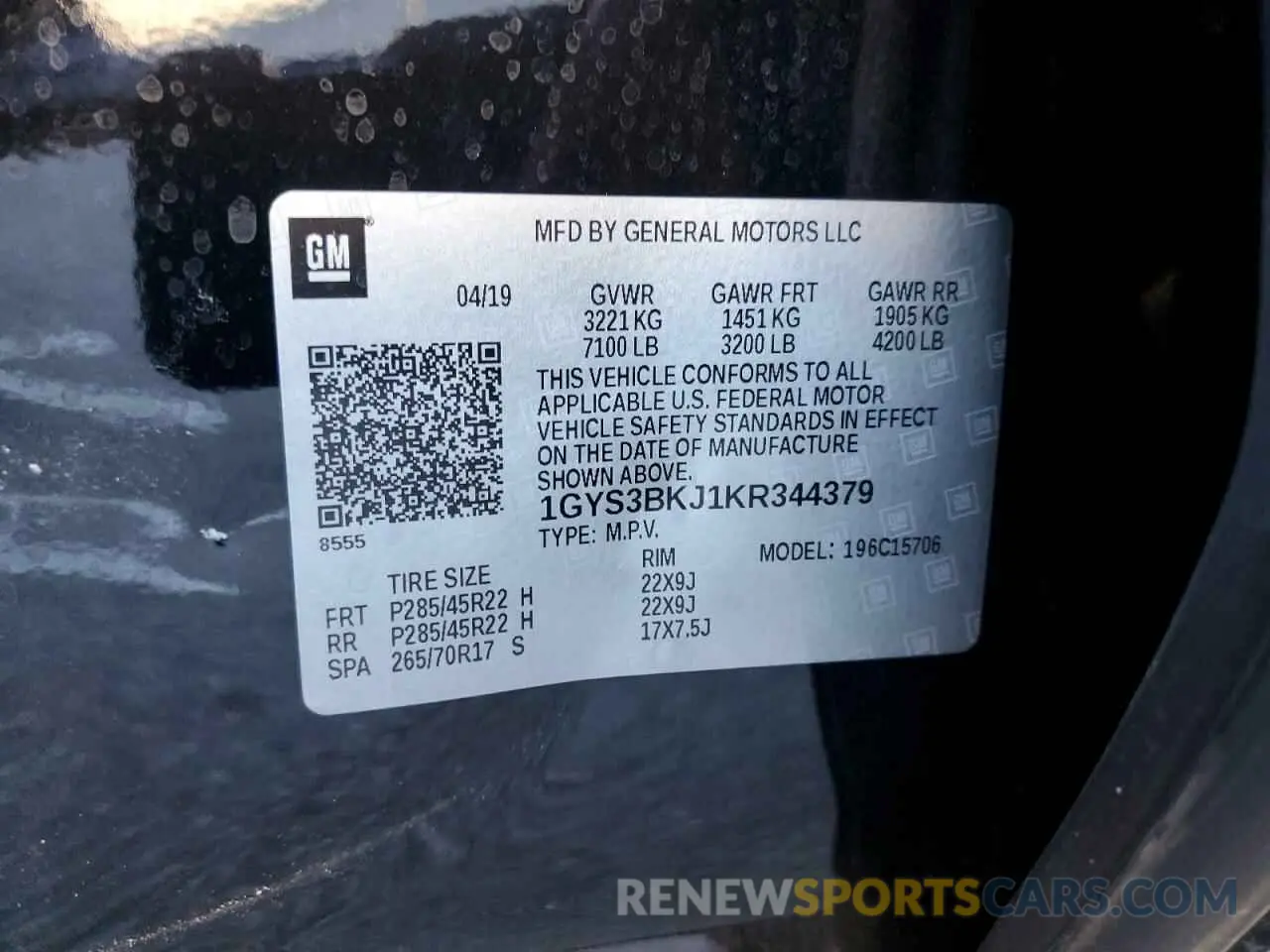 14 Photograph of a damaged car 1GYS3BKJ1KR344379 CADILLAC ESCALADE 2019