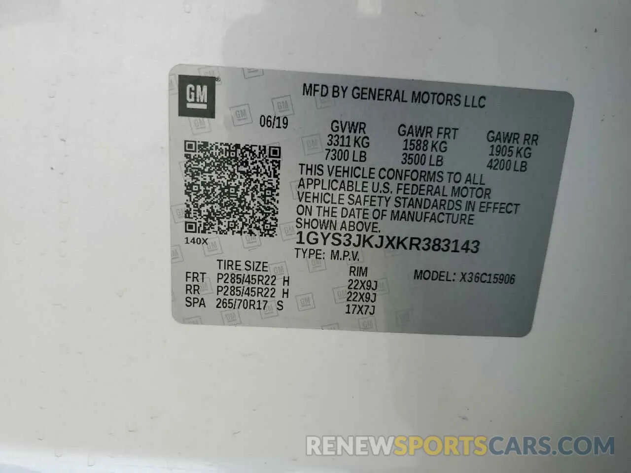 13 Photograph of a damaged car 1GYS3JKJXKR383143 CADILLAC ESCALADE 2019