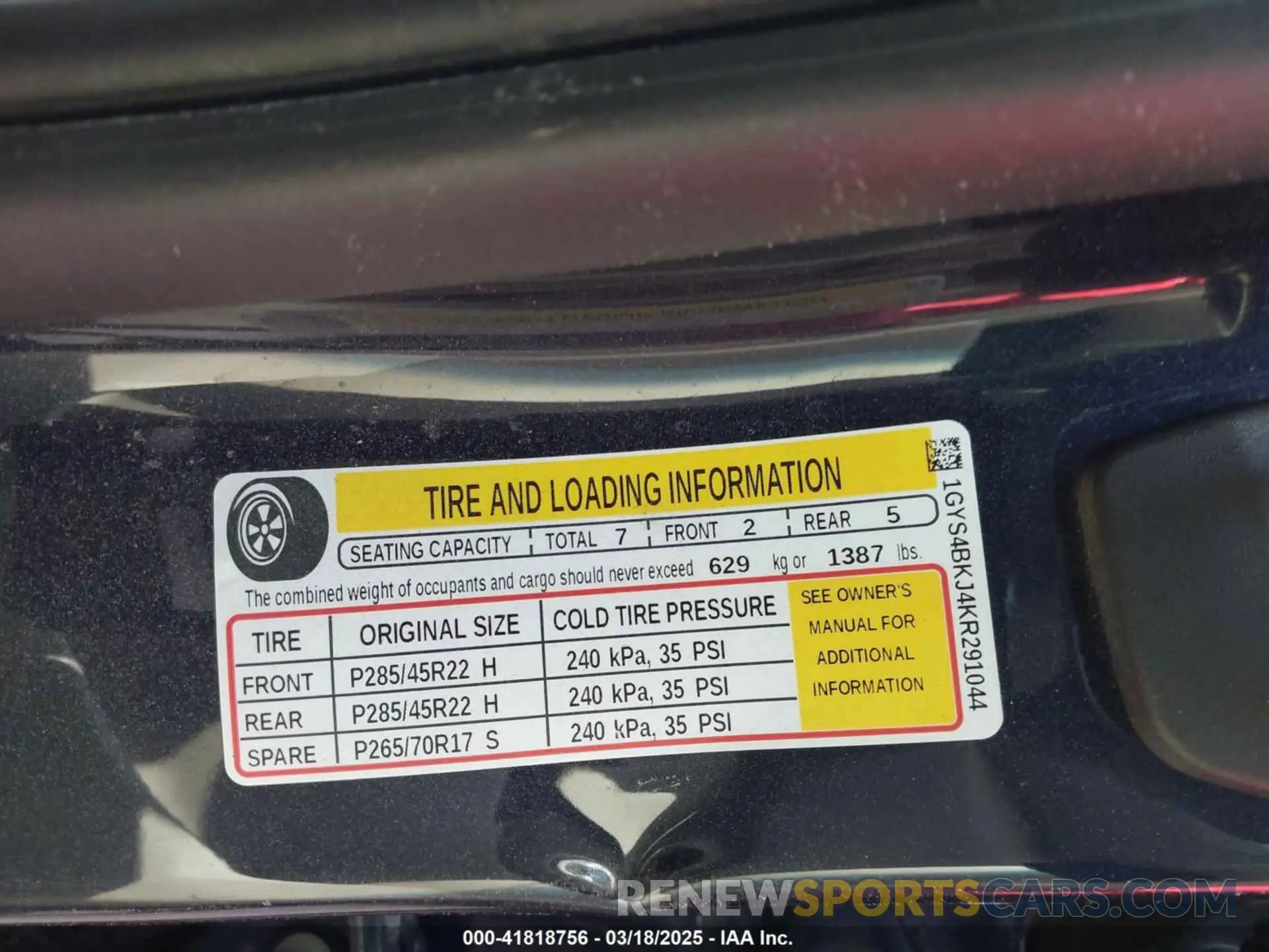 9 Photograph of a damaged car 1GYS4BKJ4KR291044 CADILLAC ESCALADE 2019