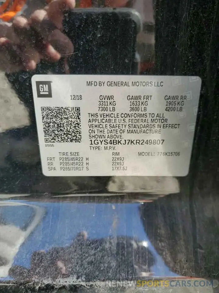 14 Photograph of a damaged car 1GYS4BKJ7KR249807 CADILLAC ESCALADE 2019