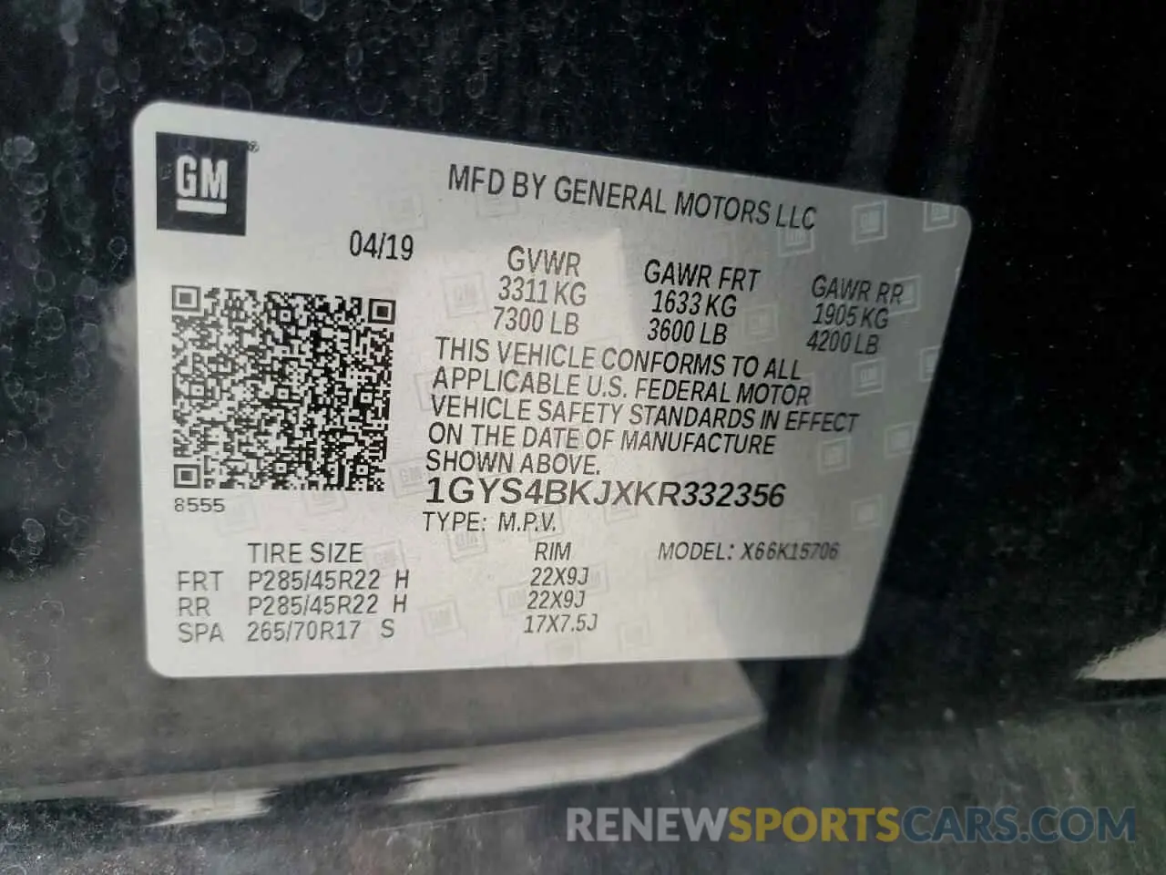 13 Photograph of a damaged car 1GYS4BKJXKR332356 CADILLAC ESCALADE 2019