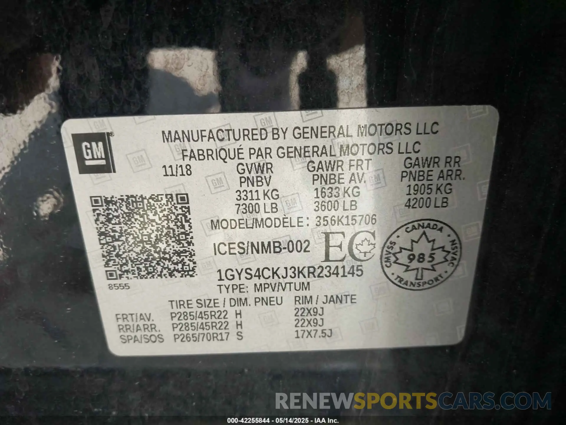 9 Photograph of a damaged car 1GYS4CKJ3KR234145 CADILLAC ESCALADE 2019