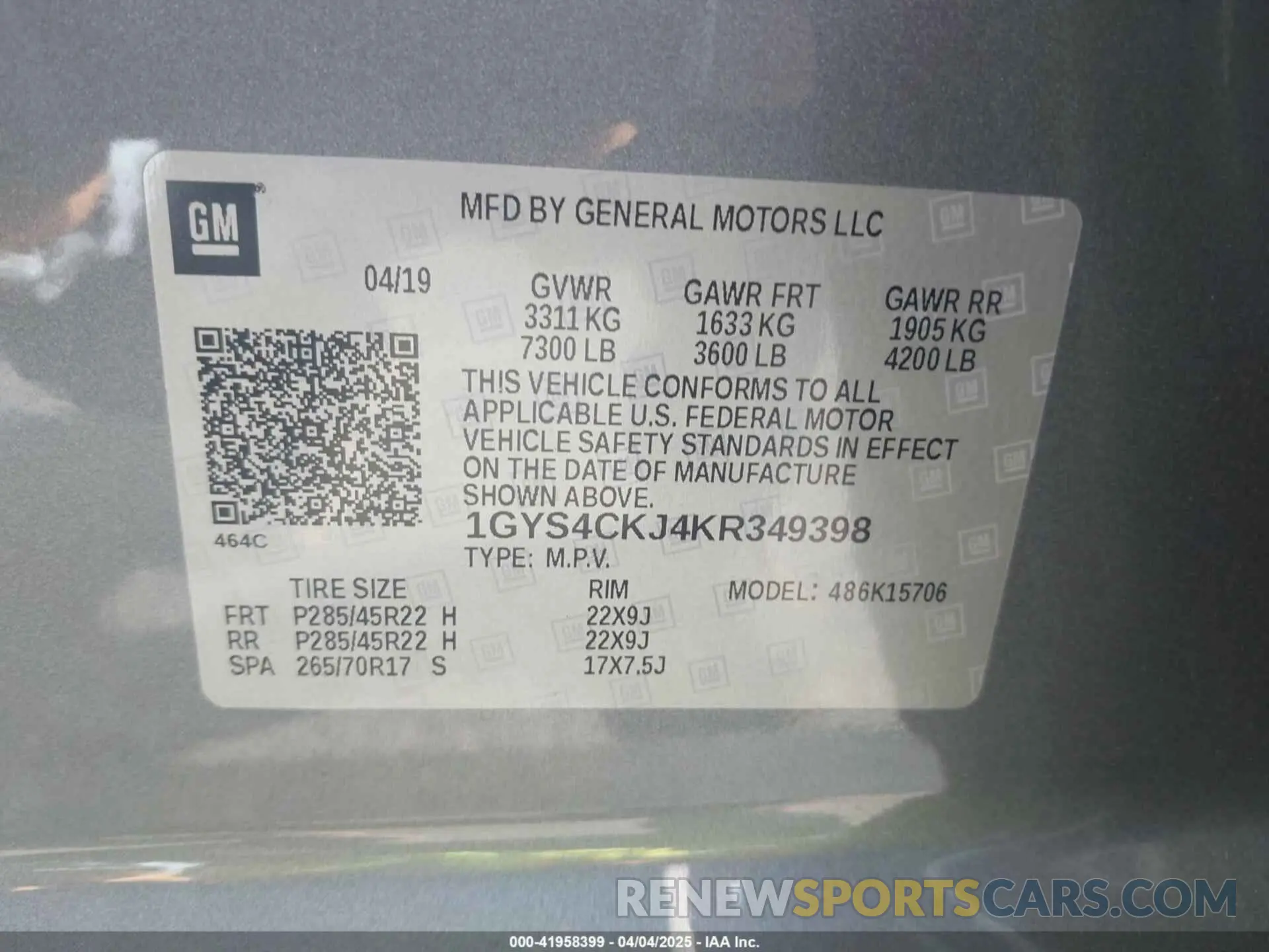 9 Photograph of a damaged car 1GYS4CKJ4KR349398 CADILLAC ESCALADE 2019