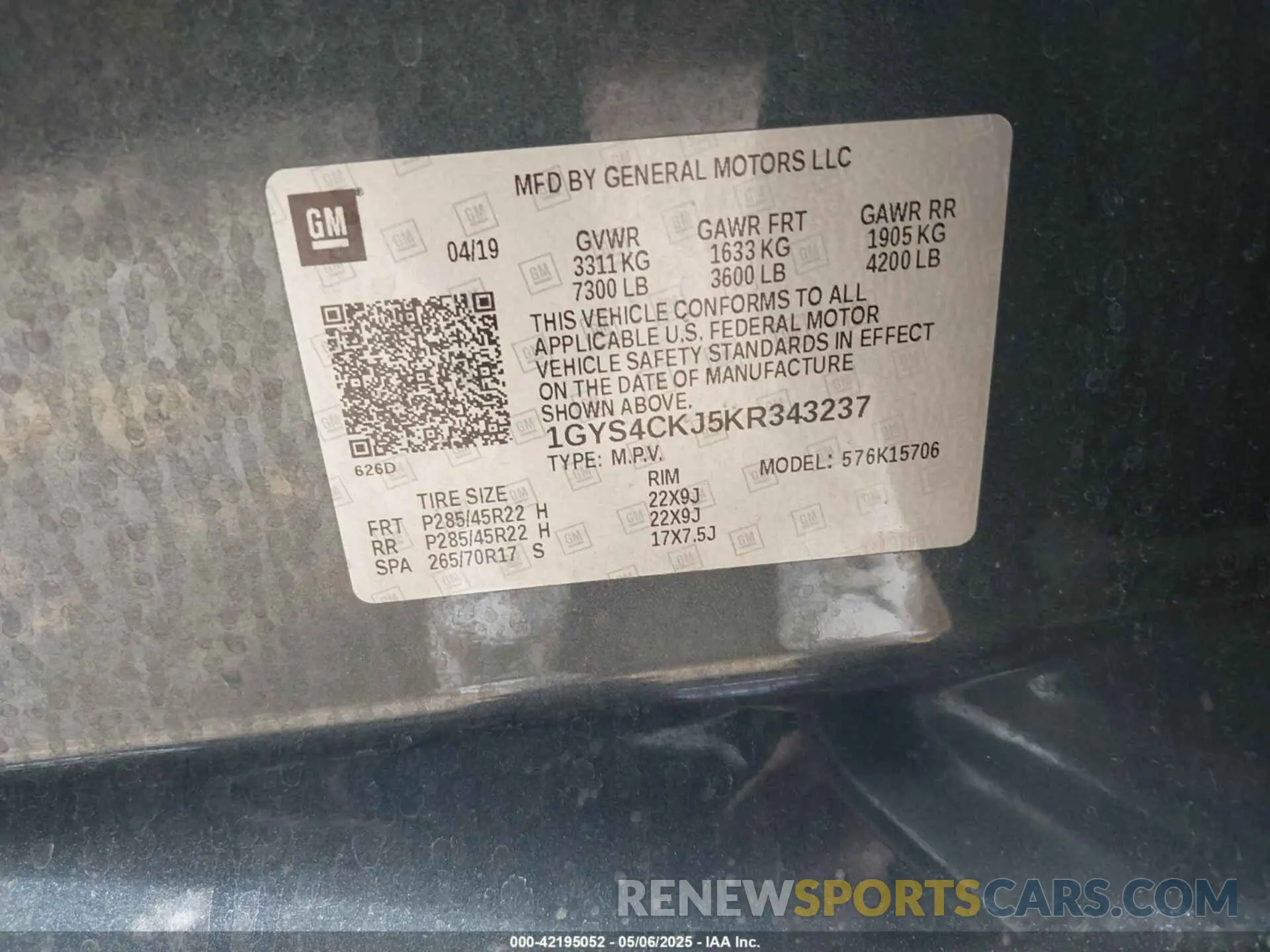 9 Photograph of a damaged car 1GYS4CKJ5KR343237 CADILLAC ESCALADE 2019