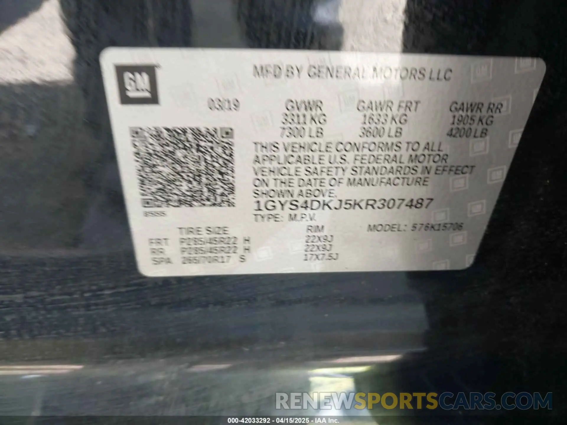 9 Photograph of a damaged car 1GYS4DKJ5KR307487 CADILLAC ESCALADE 2019