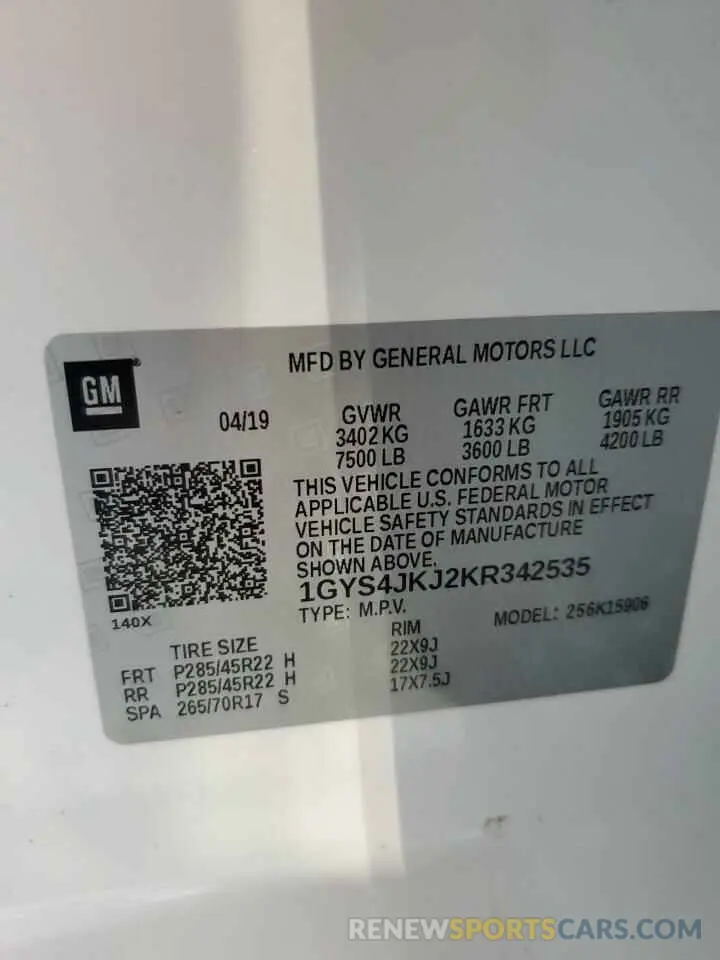 13 Photograph of a damaged car 1GYS4JKJ2KR342535 CADILLAC ESCALADE 2019