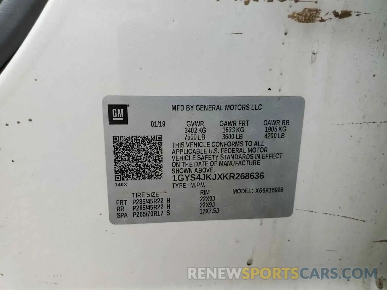 13 Photograph of a damaged car 1GYS4JKJXKR268636 CADILLAC ESCALADE 2019
