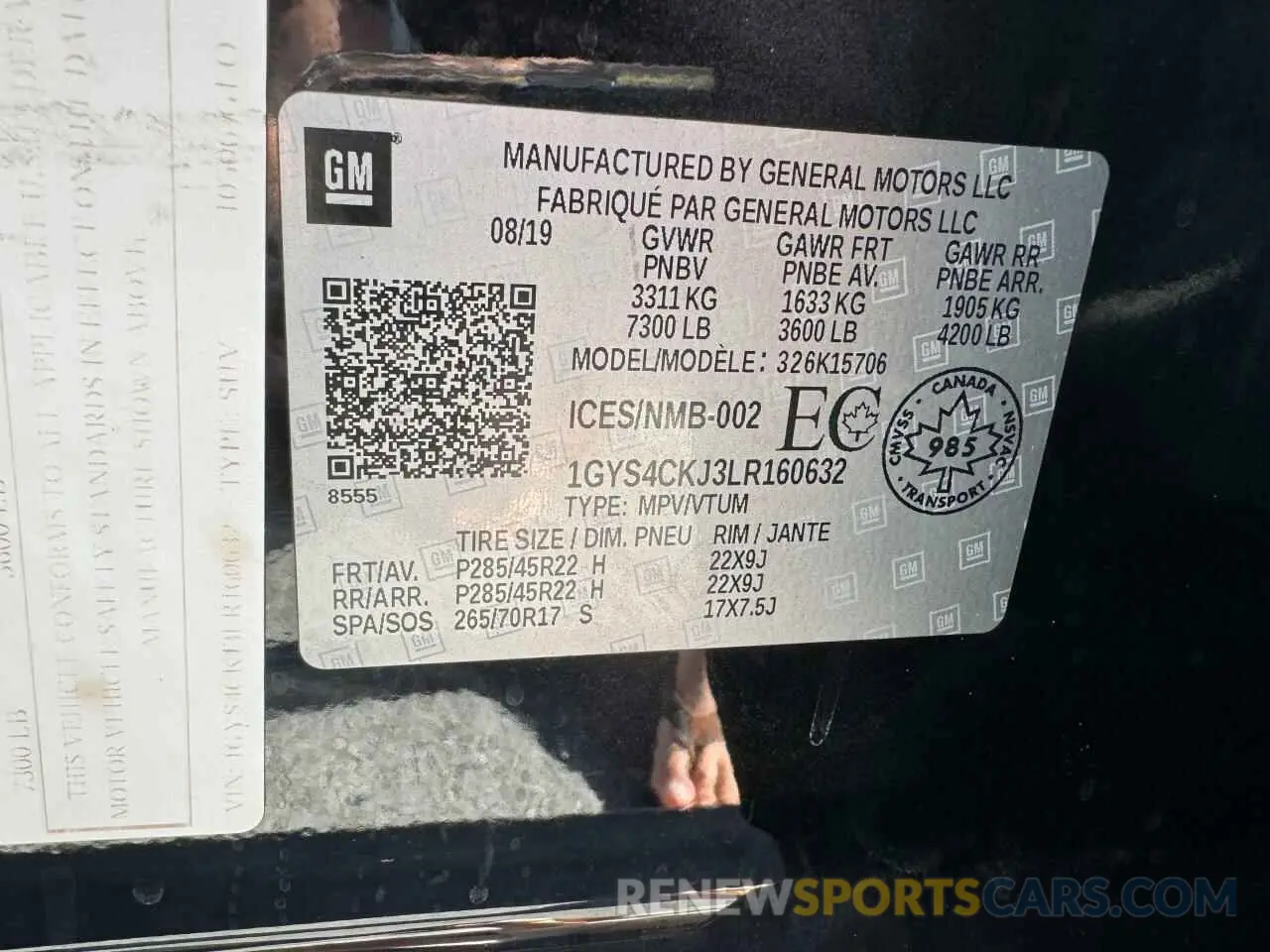 10 Photograph of a damaged car 1GYS4CKJ3LR160632 CADILLAC ESCALADE 2020