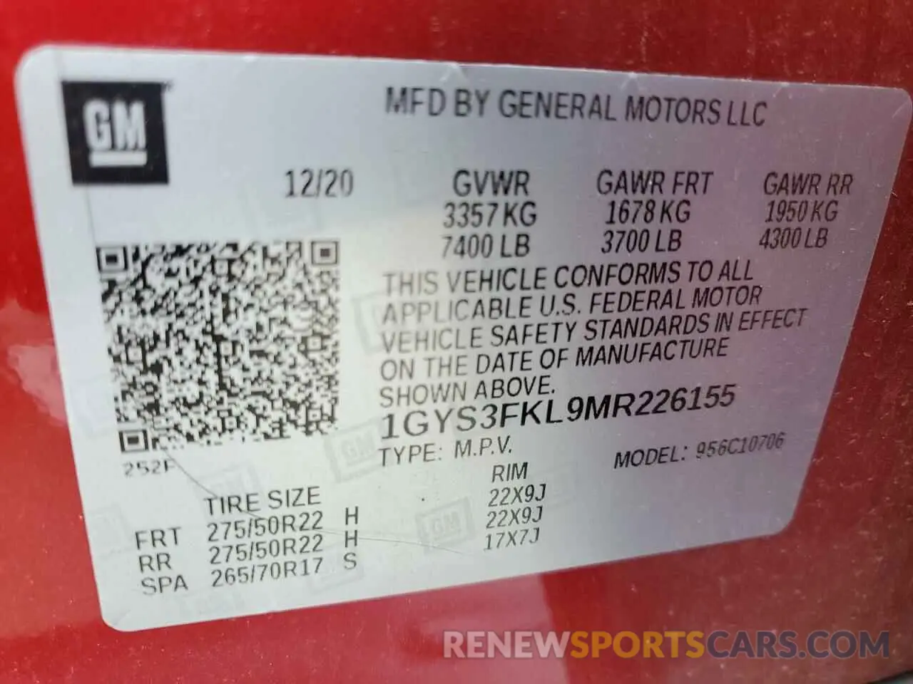 13 Photograph of a damaged car 1GYS3FKL9MR226155 CADILLAC ESCALADE 2021