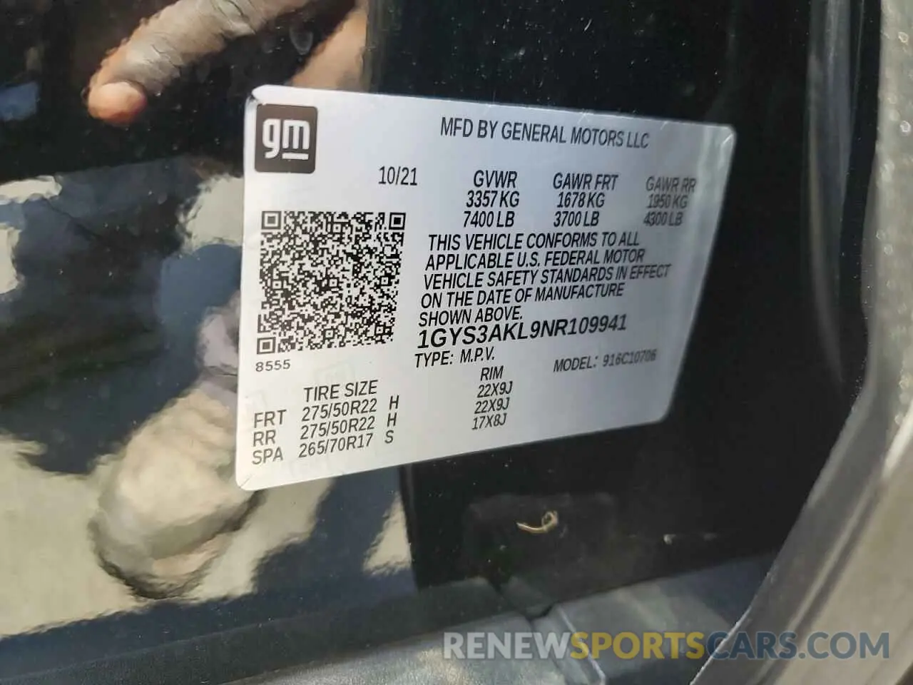 13 Photograph of a damaged car 1GYS3AKL9NR109941 CADILLAC ESCALADE 2022
