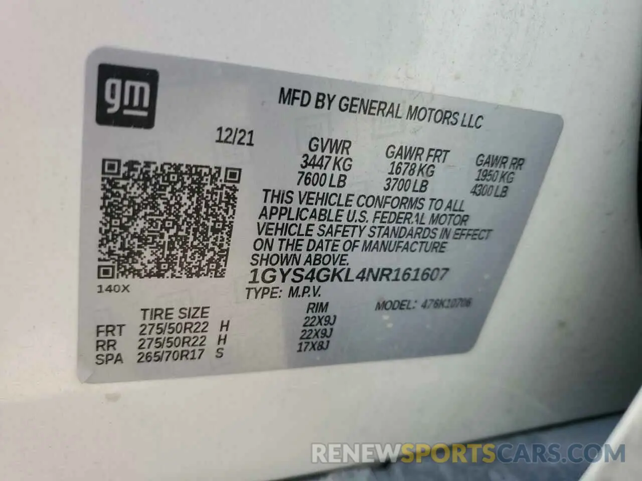 15 Photograph of a damaged car 1GYS4GKL4NR161607 CADILLAC ESCALADE 2022