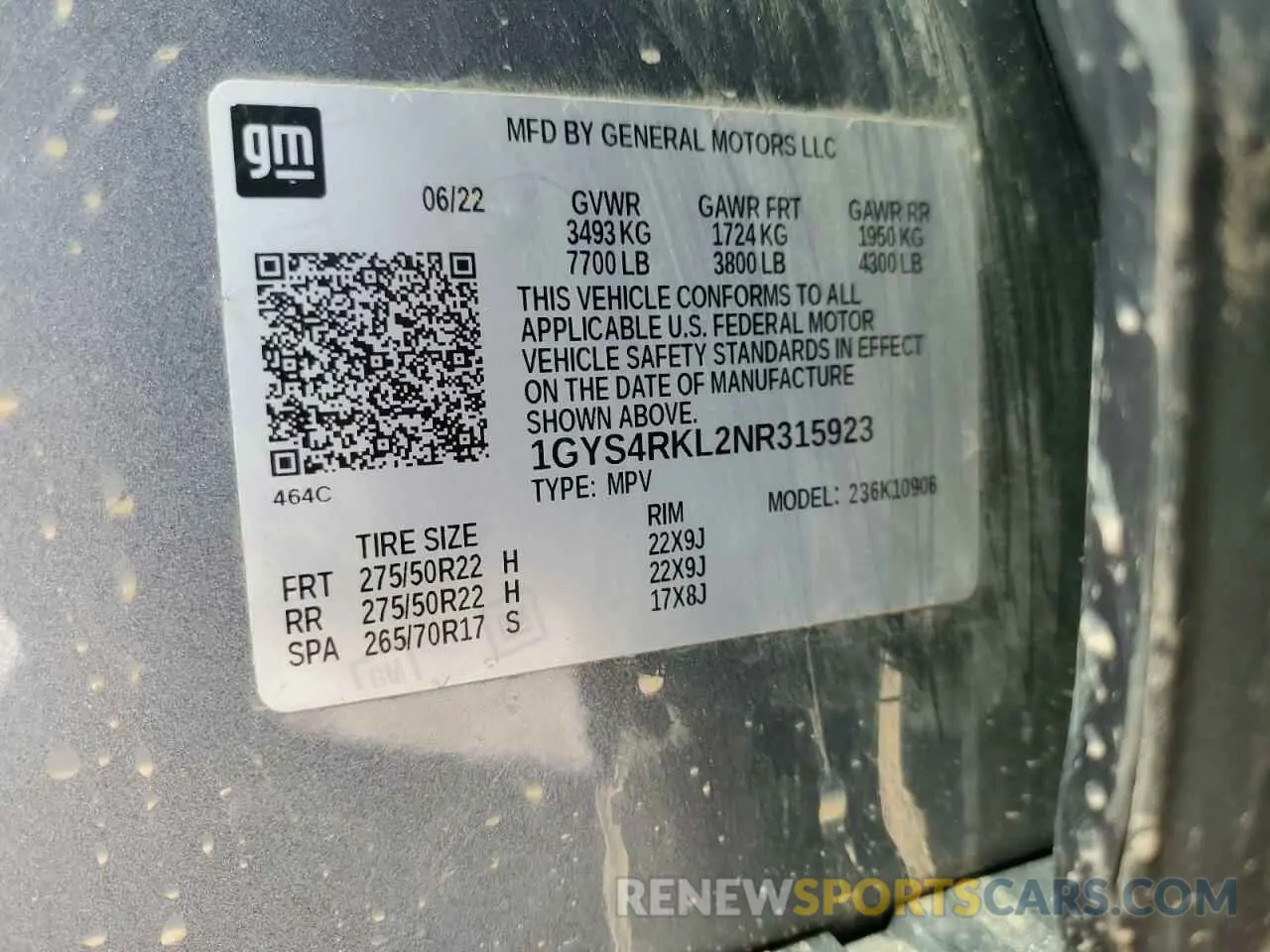 13 Photograph of a damaged car 1GYS4RKL2NR315923 CADILLAC ESCALADE 2022