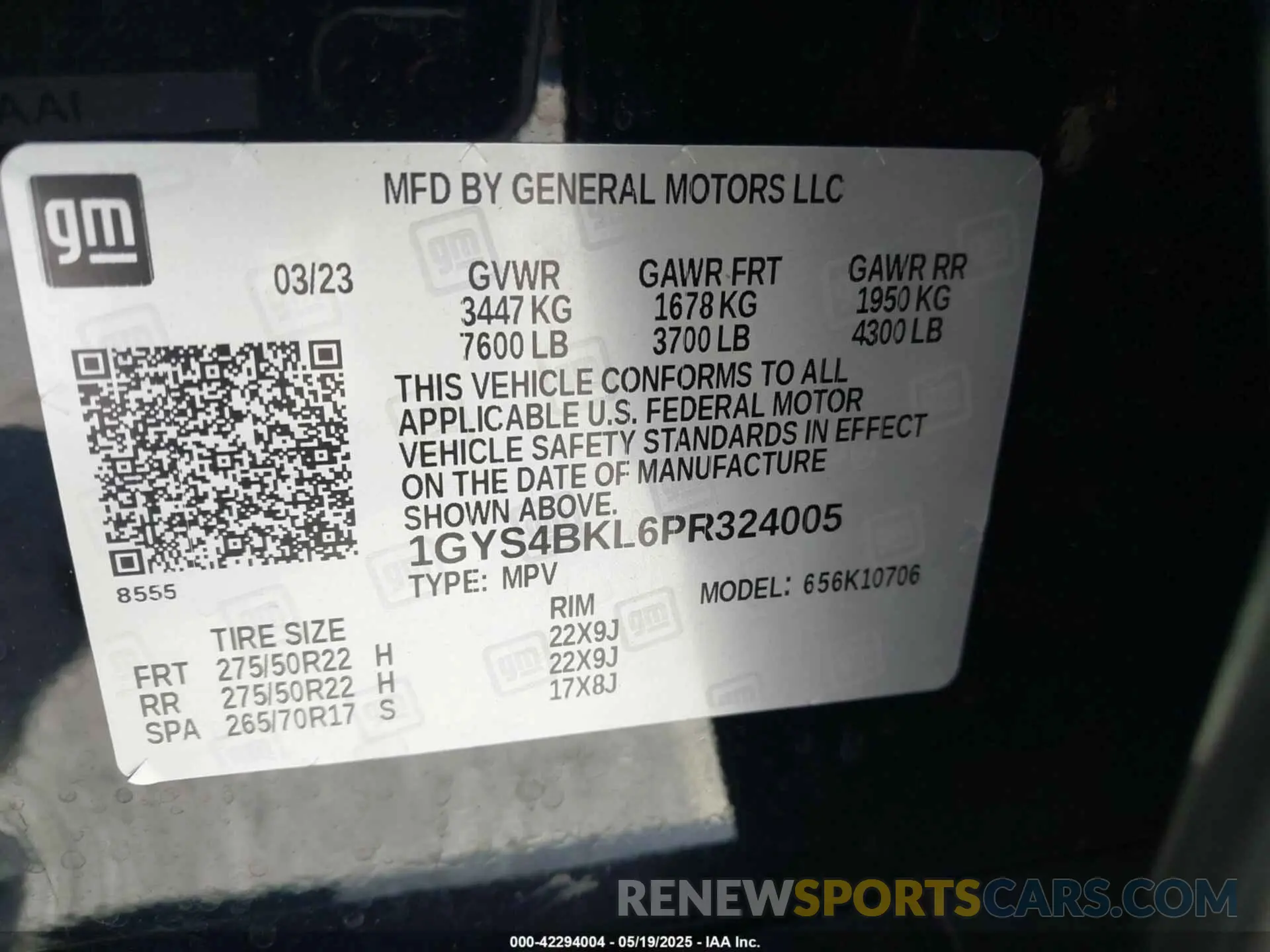 9 Photograph of a damaged car 1GYS4BKL6PR324005 CADILLAC ESCALADE 2023