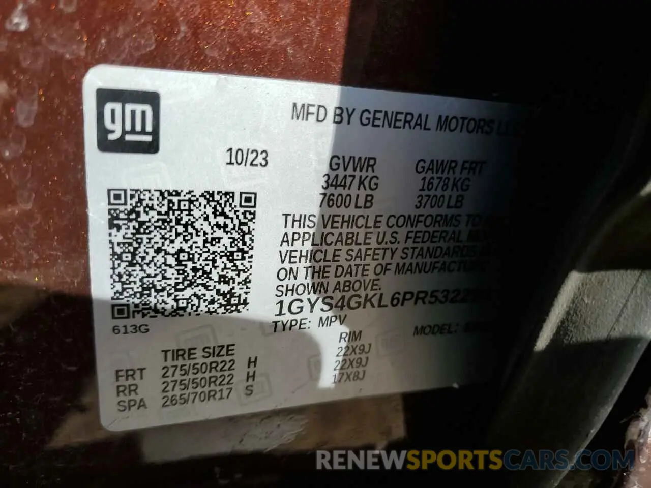 13 Photograph of a damaged car 1GYS4GKL6PR532298 CADILLAC ESCALADE 2023