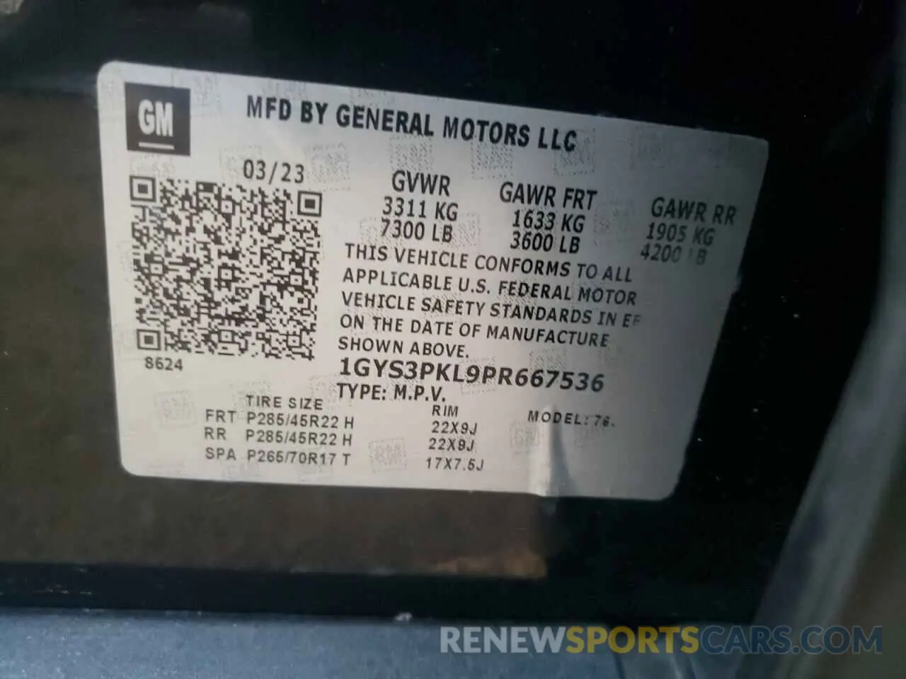 13 Photograph of a damaged car 1GYS4NKLXPR267020 CADILLAC ESCALADE 2023
