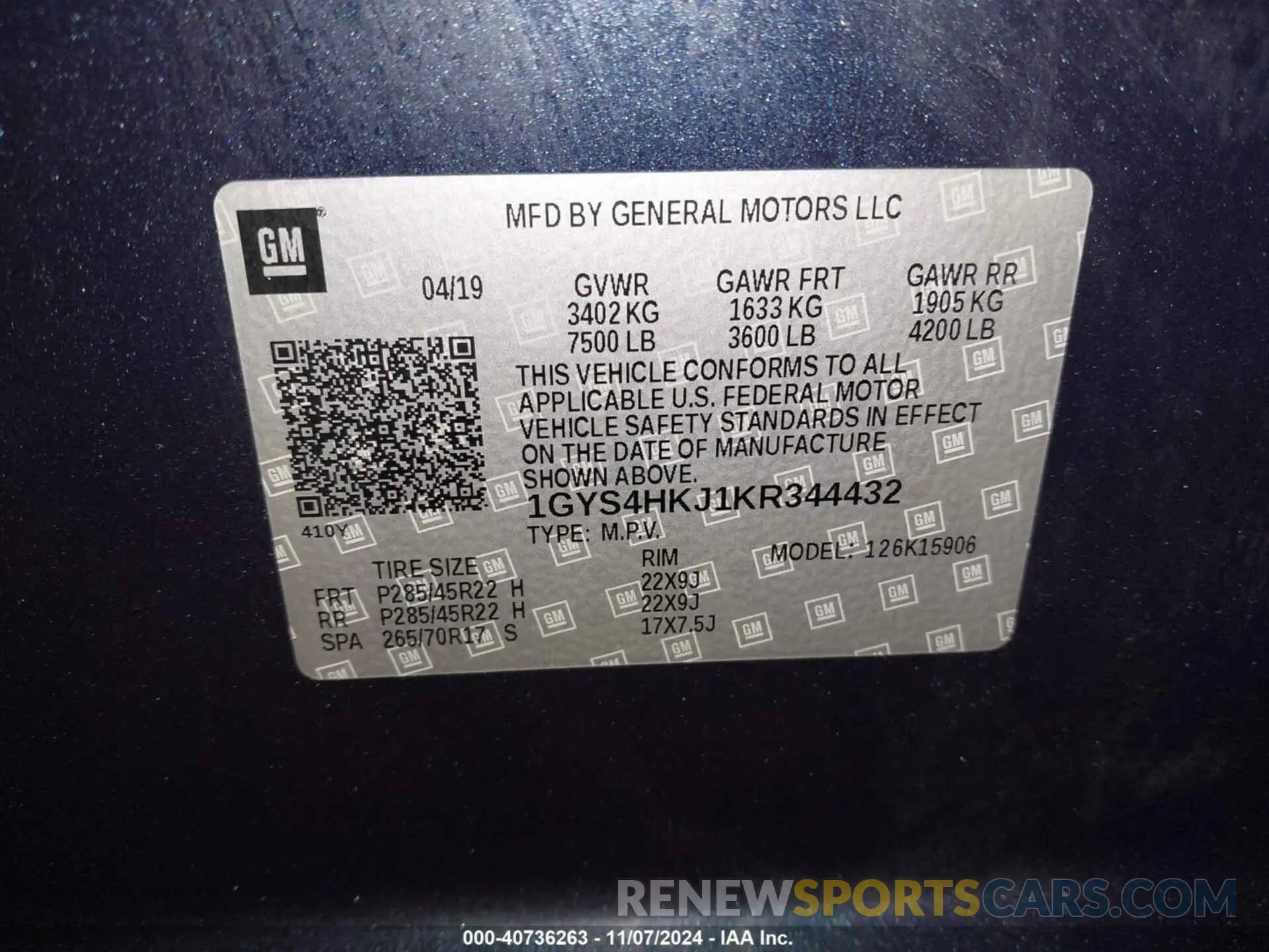 9 Photograph of a damaged car 1GYS4HKJ1KR344432 CADILLAC ESCALADE ESV 2019