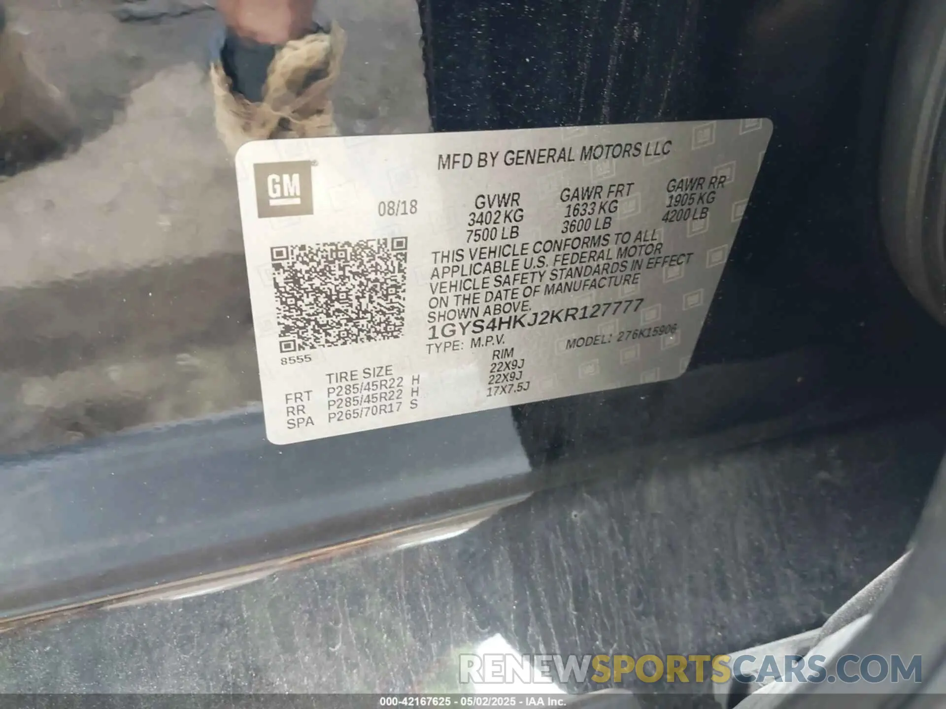 9 Photograph of a damaged car 1GYS4HKJ2KR127777 CADILLAC ESCALADE ESV 2019