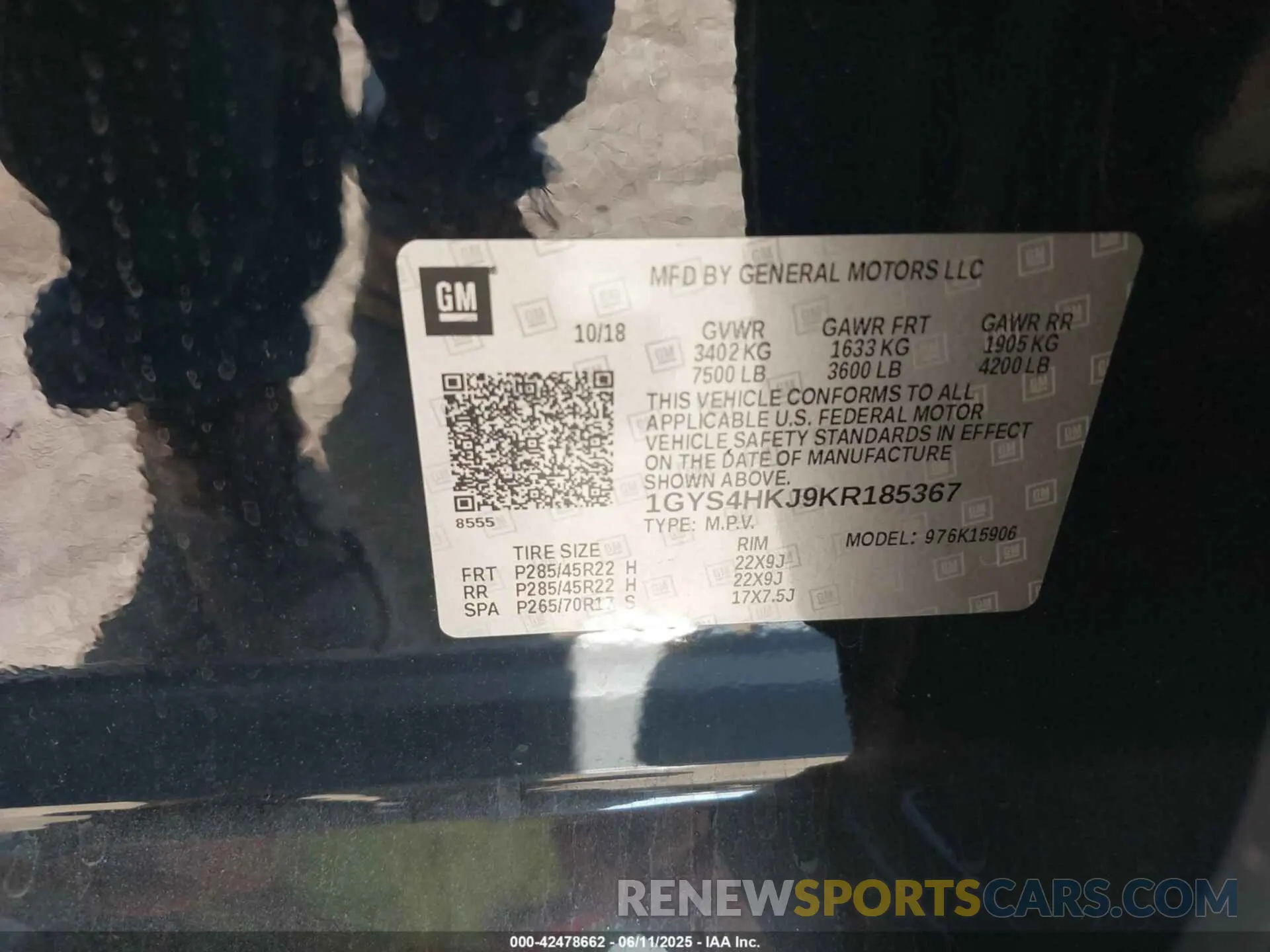 9 Photograph of a damaged car 1GYS4HKJ9KR185367 CADILLAC ESCALADE ESV 2019