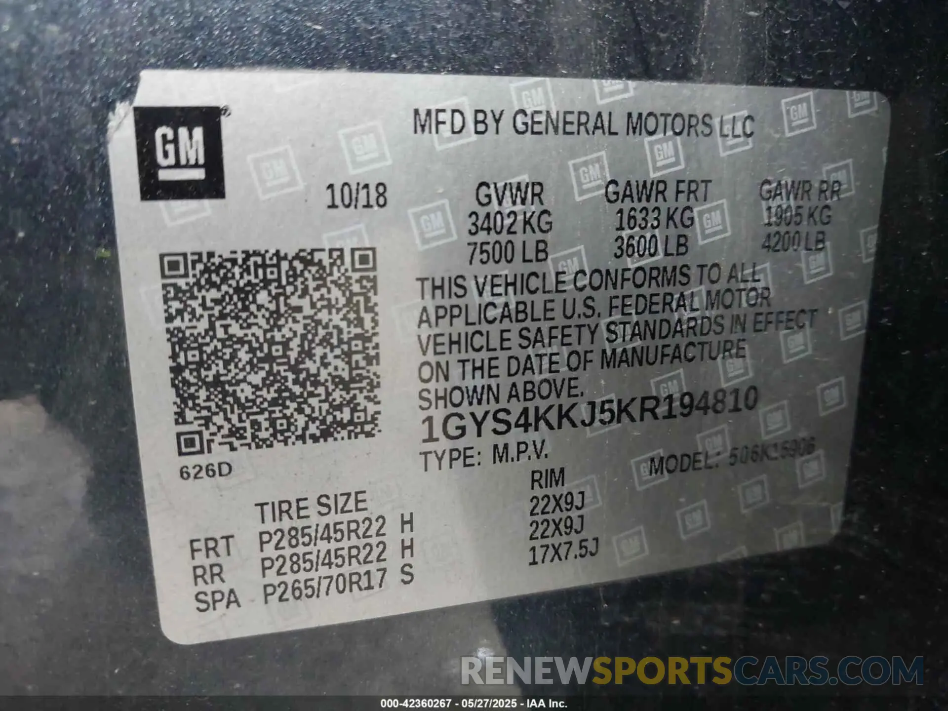 9 Photograph of a damaged car 1GYS4KKJ5KR194810 CADILLAC ESCALADE ESV 2019