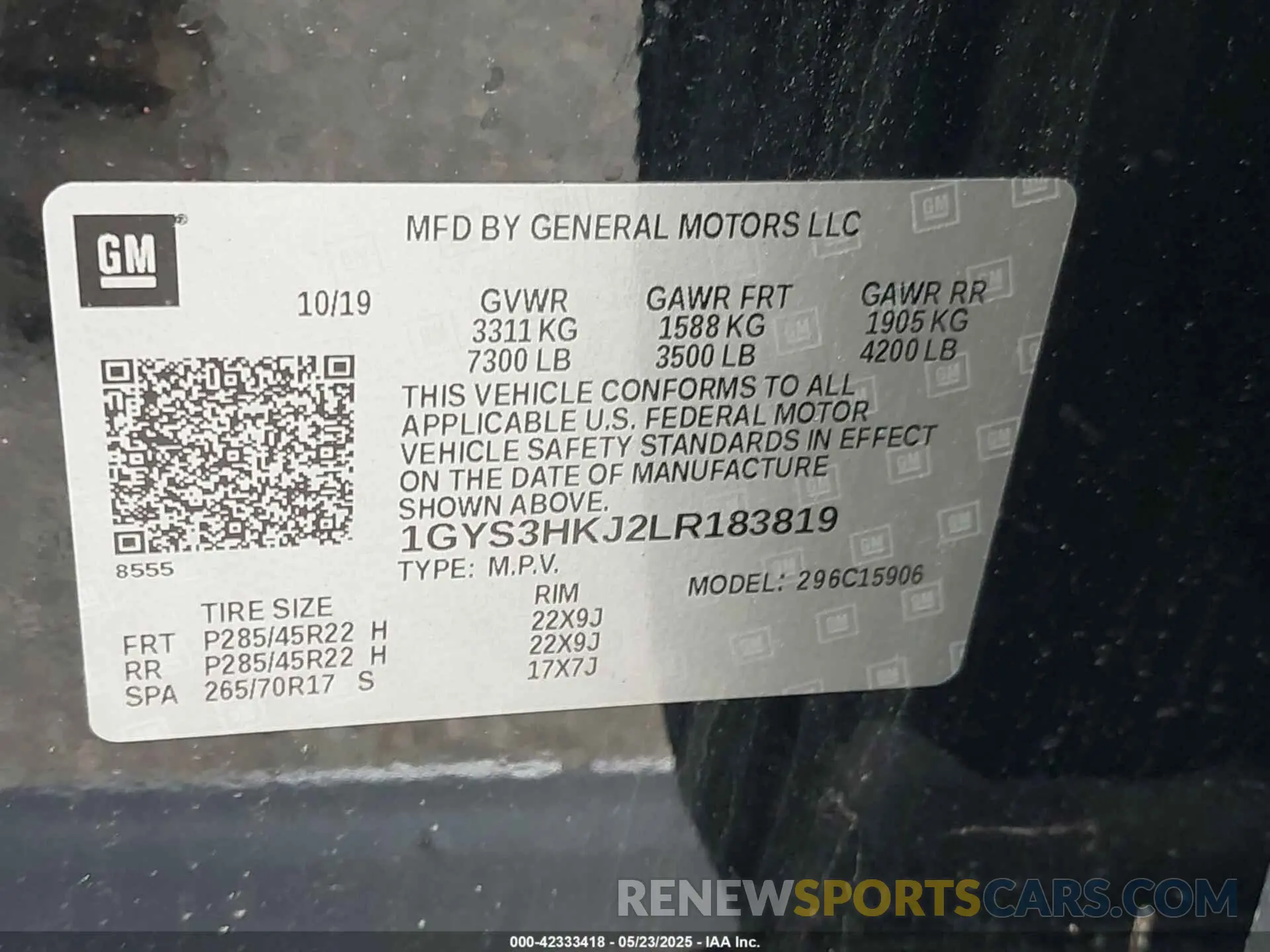 9 Photograph of a damaged car 1GYS3HKJ2LR183819 CADILLAC ESCALADE ESV 2020