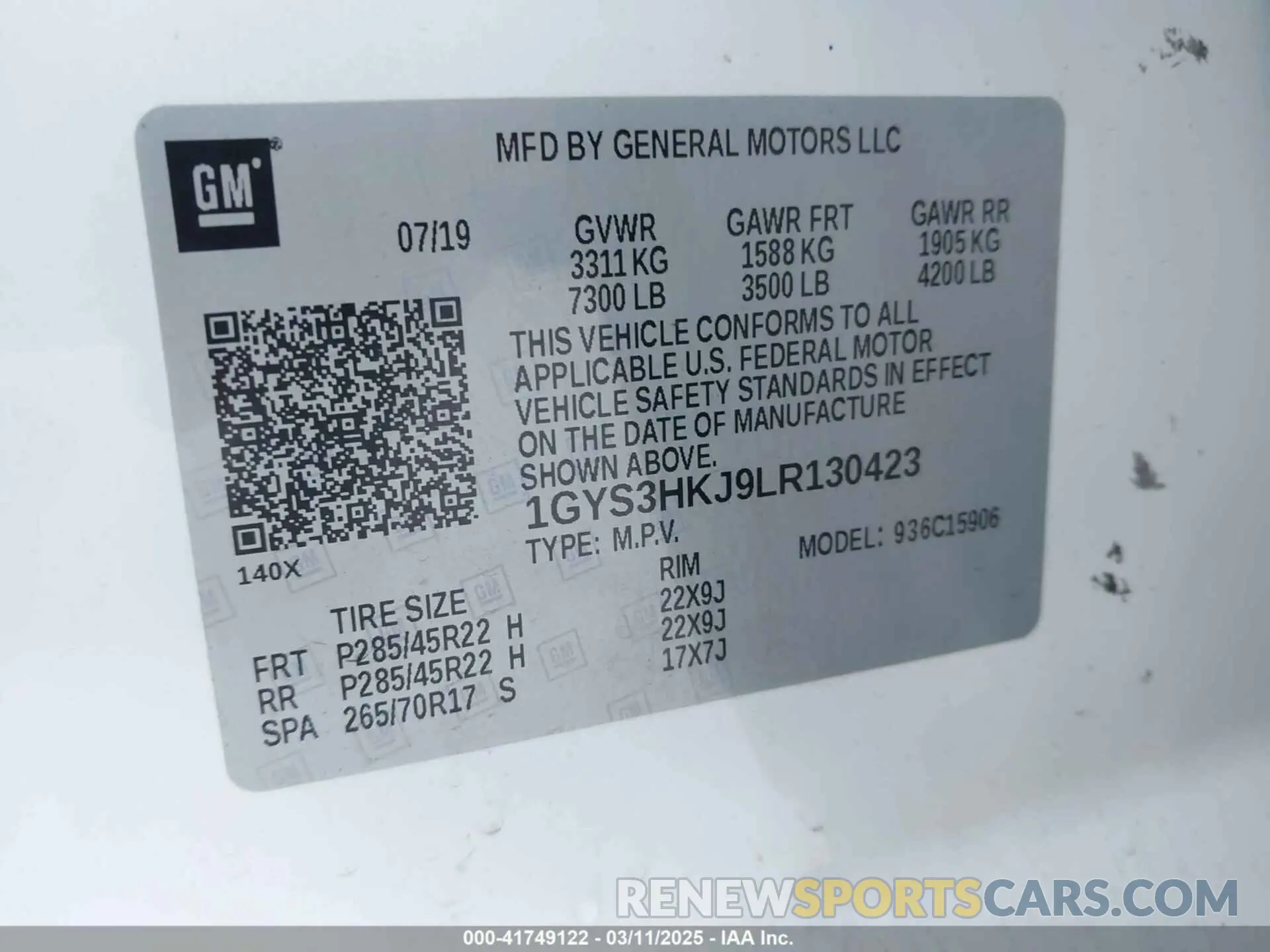 9 Photograph of a damaged car 1GYS3HKJ9LR130423 CADILLAC ESCALADE ESV 2020