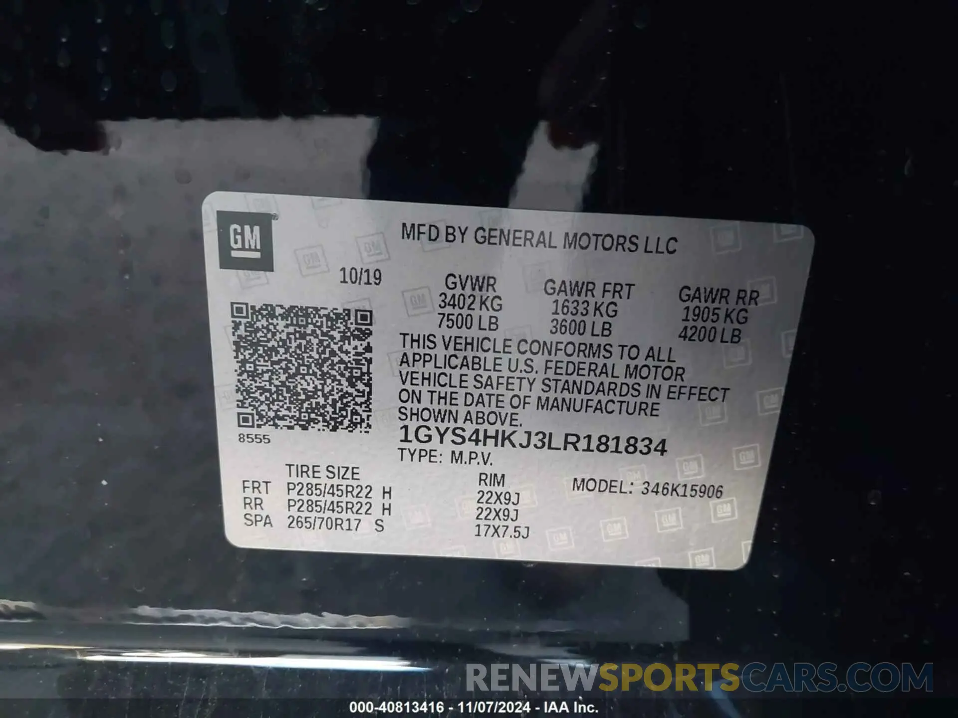 9 Photograph of a damaged car 1GYS4HKJ3LR181834 CADILLAC ESCALADE ESV 2020