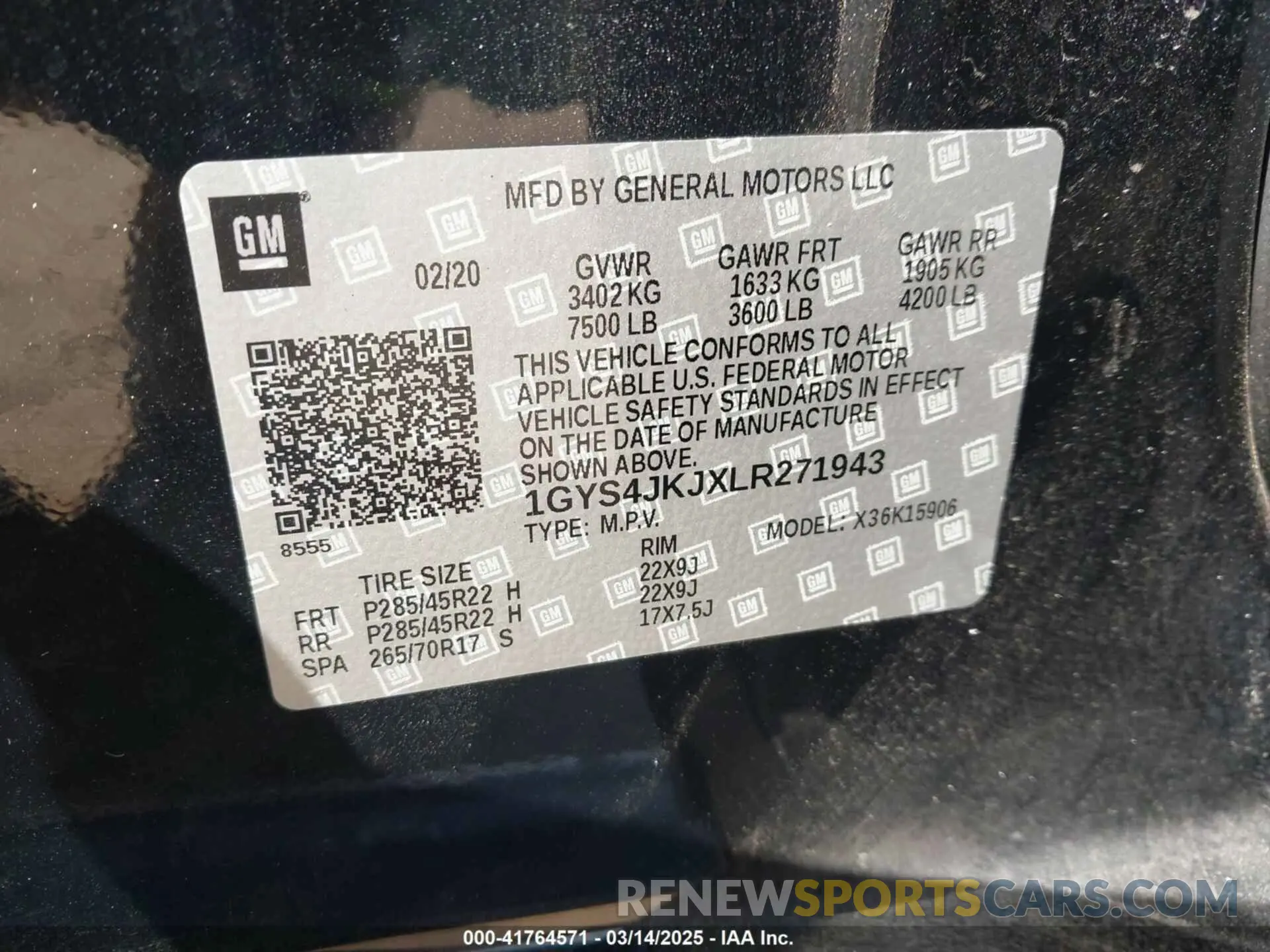 9 Photograph of a damaged car 1GYS4JKJXLR271943 CADILLAC ESCALADE ESV 2020