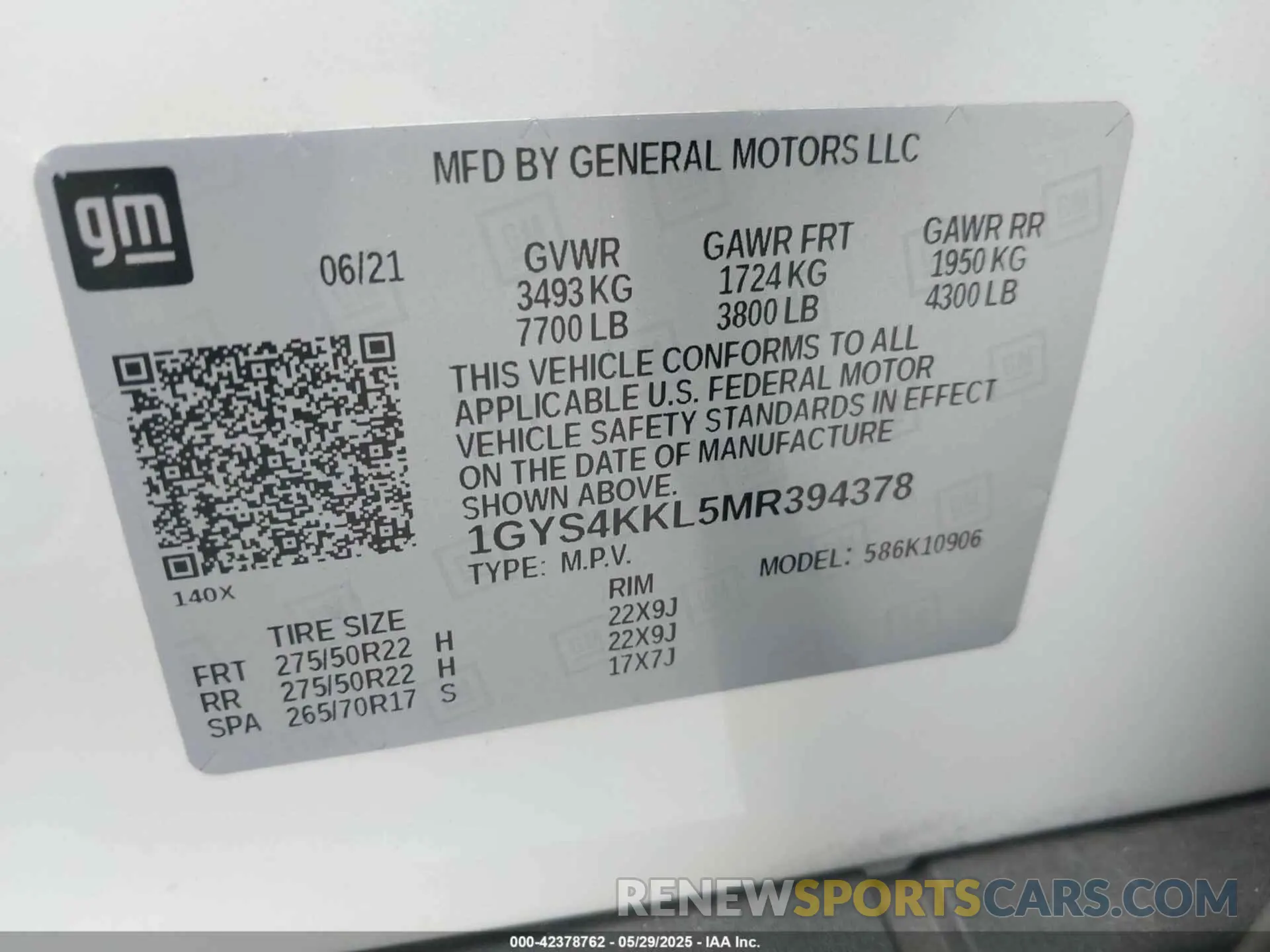 9 Photograph of a damaged car 1GYS4KKL5MR394378 CADILLAC ESCALADE ESV 2021