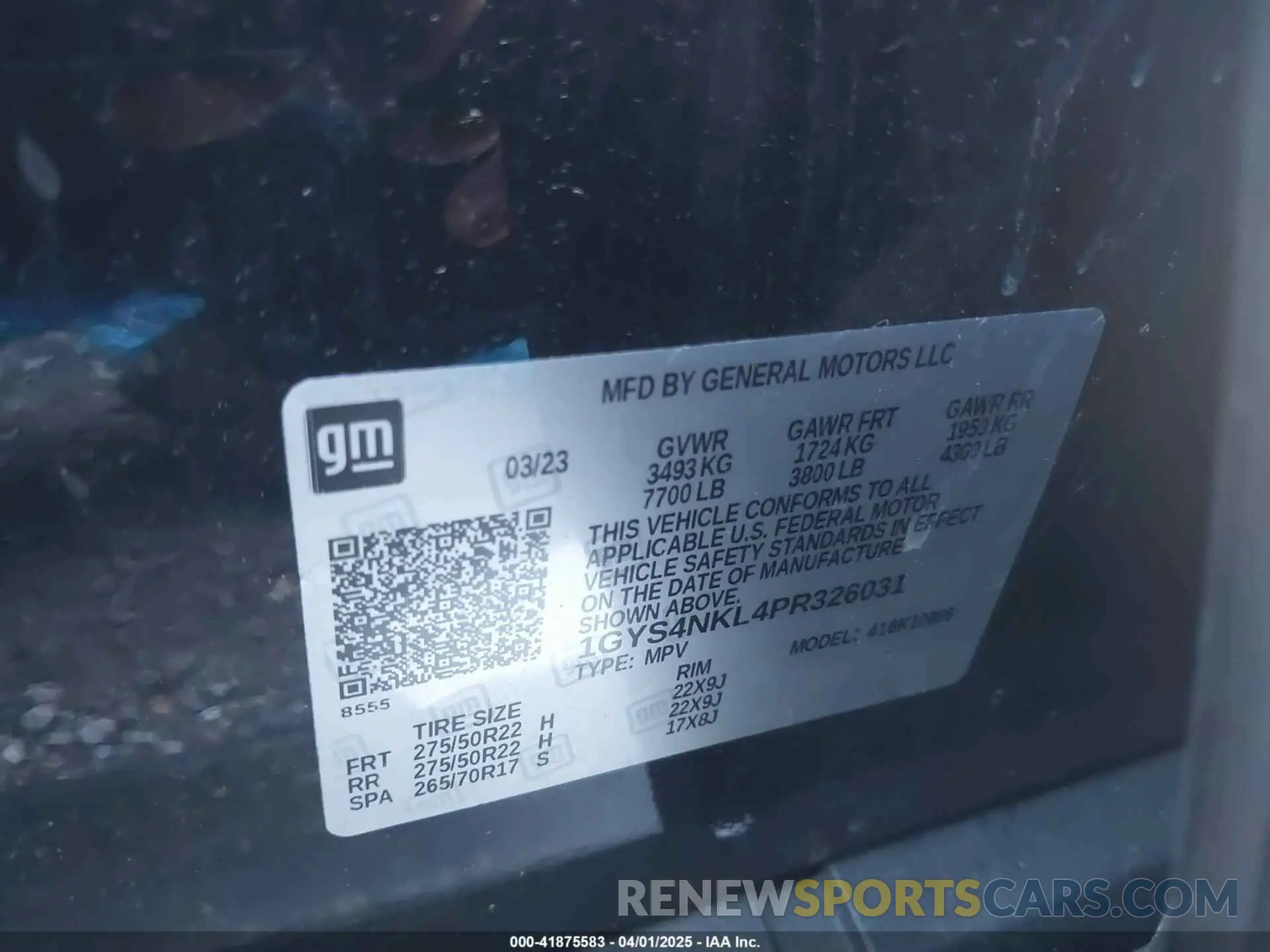 9 Photograph of a damaged car 1GYS4NKL4PR326031 CADILLAC ESCALADE ESV 2023