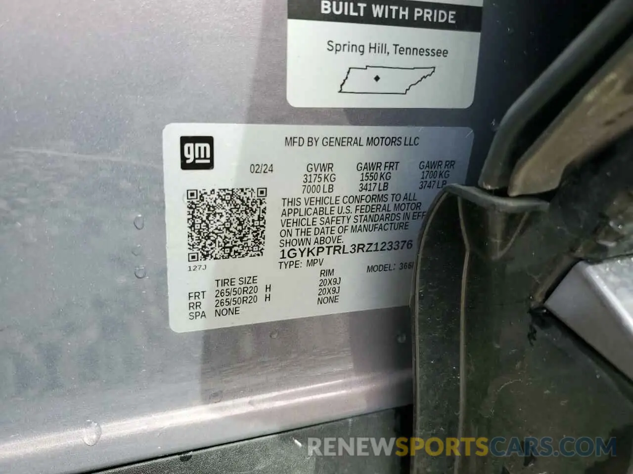 15 Photograph of a damaged car 1GYKPTRL3RZ123376 CADILLAC LYRIQ SPOR 2024