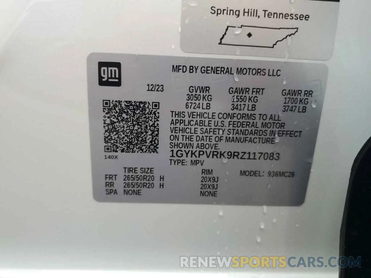 13 Photograph of a damaged car 1GYKPVRK9RZ117083 CADILLAC LYRIQ SPOR 2024