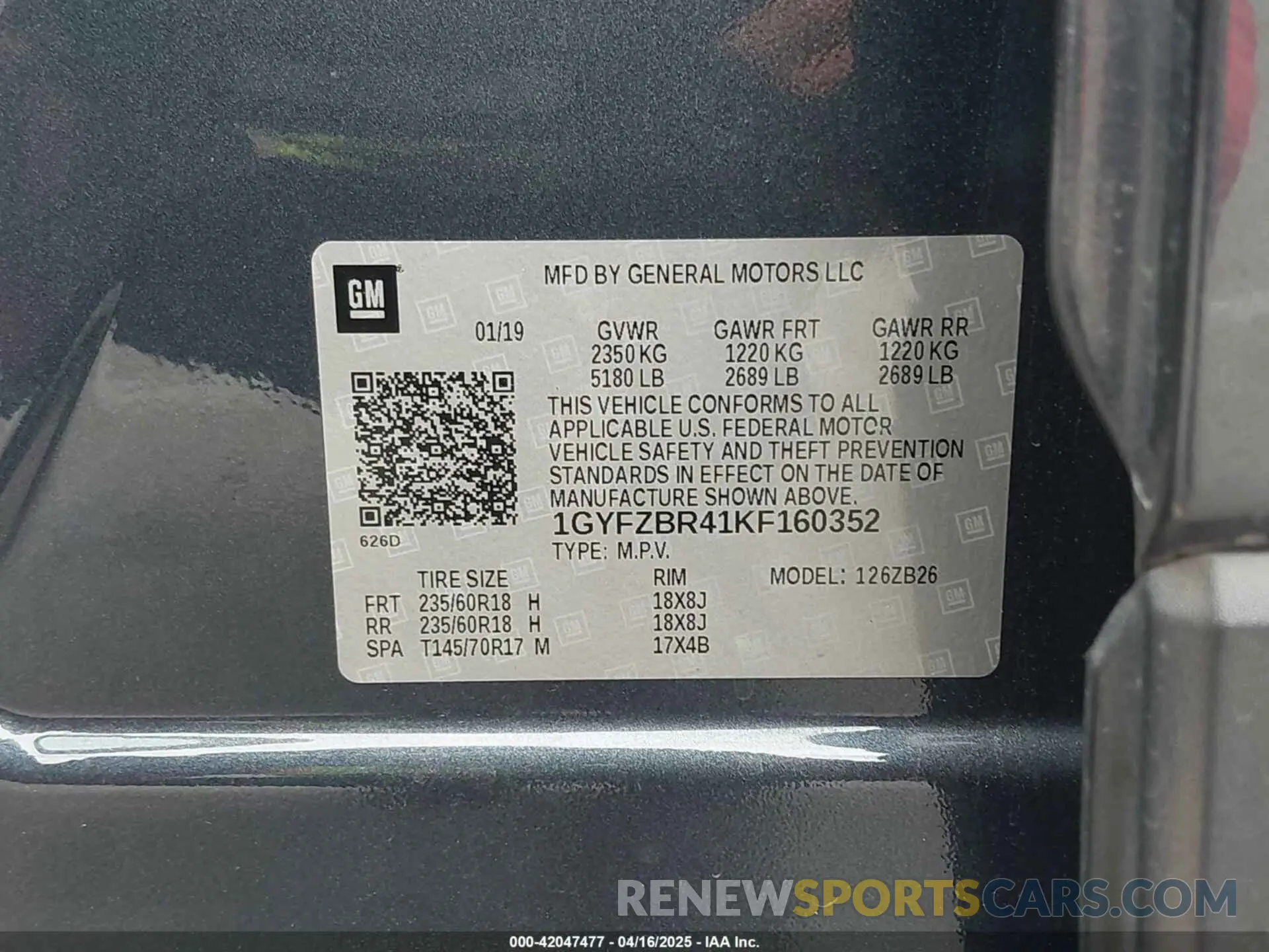 9 Photograph of a damaged car 1GYFZBR41KF160352 CADILLAC XT4 2019