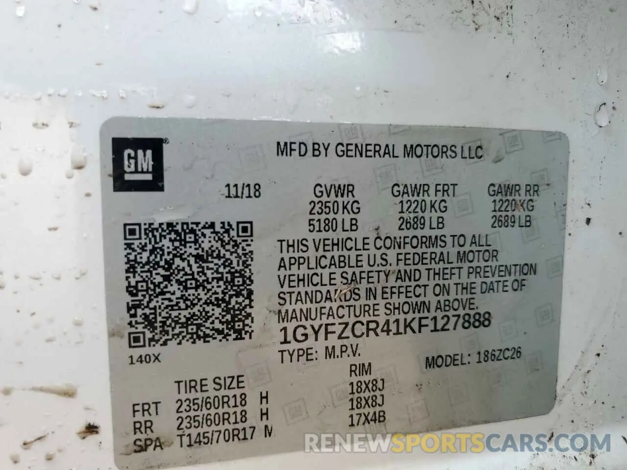 13 Photograph of a damaged car 1GYFZCR41KF127888 CADILLAC XT4 2019