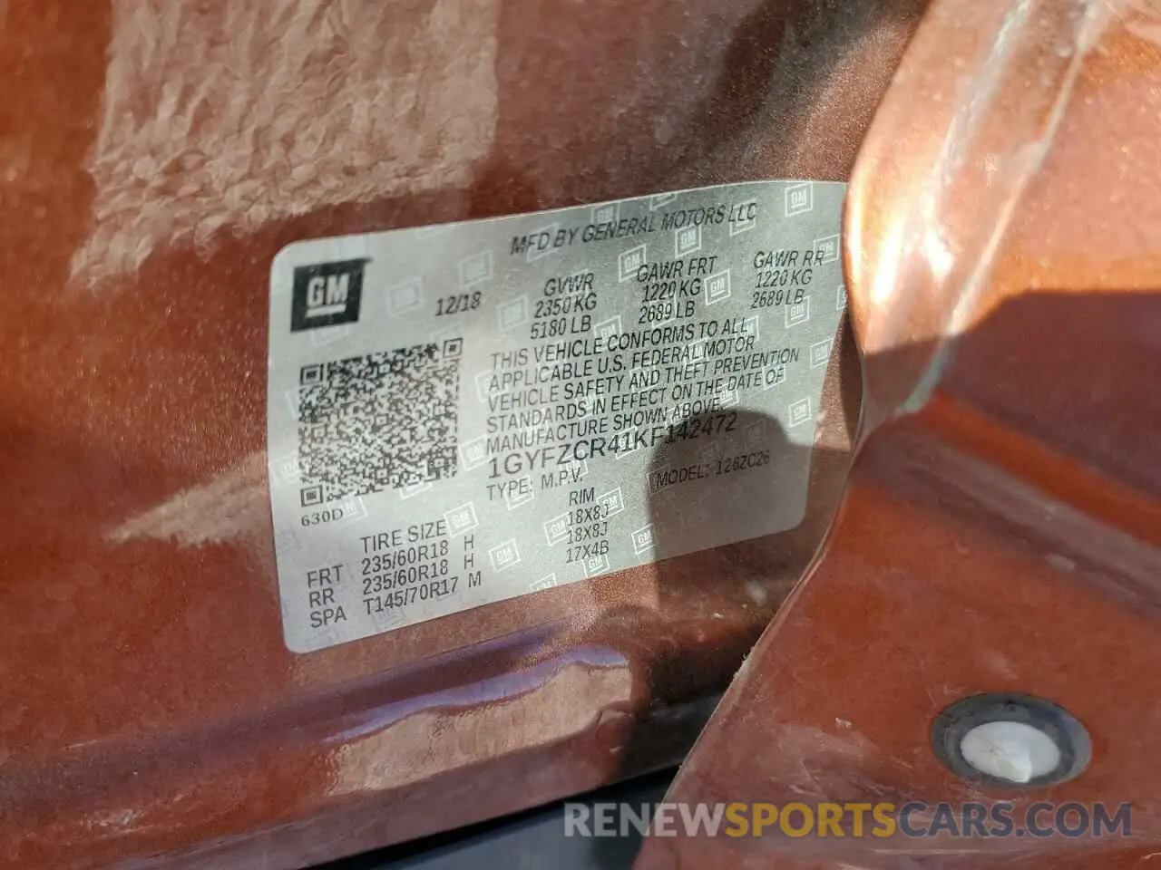 15 Photograph of a damaged car 1GYFZCR41KF142472 CADILLAC XT4 2019