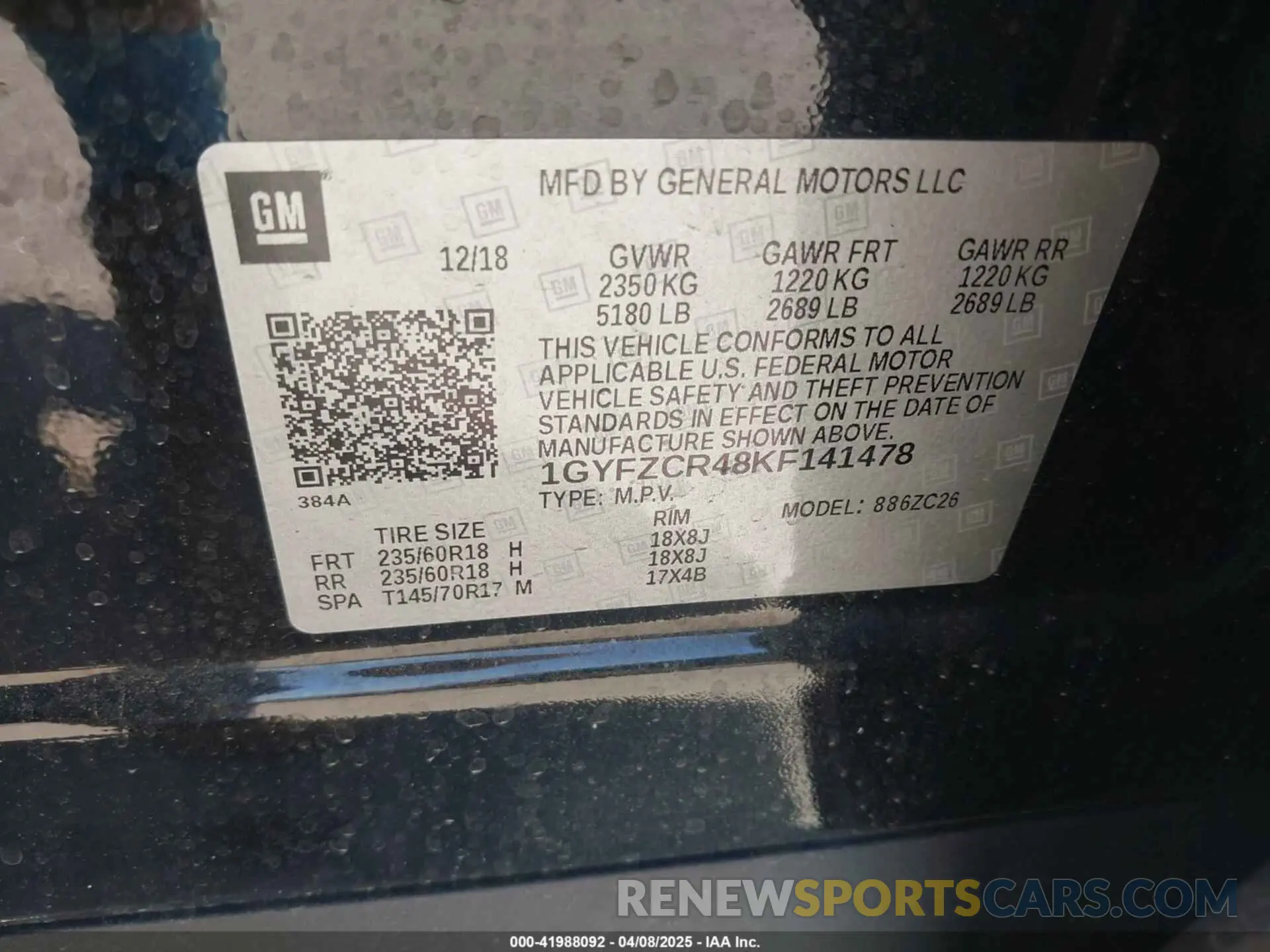 9 Photograph of a damaged car 1GYFZCR48KF141478 CADILLAC XT4 2019