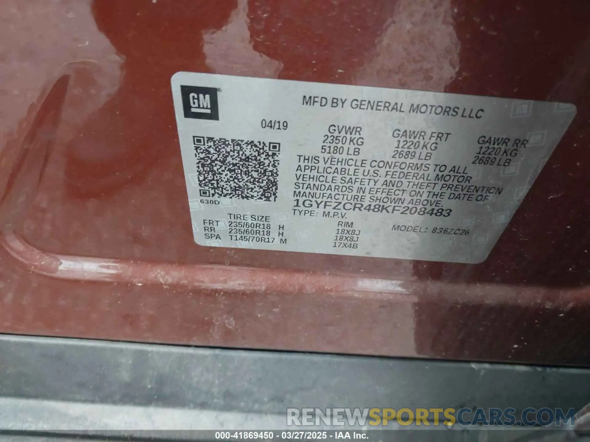 9 Photograph of a damaged car 1GYFZCR48KF208483 CADILLAC XT4 2019