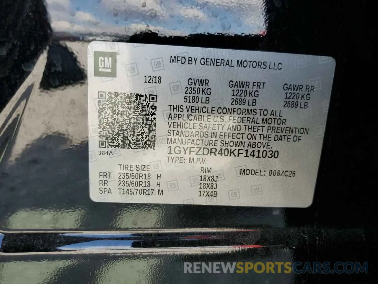 14 Photograph of a damaged car 1GYFZDR40KF141030 CADILLAC XT4 2019