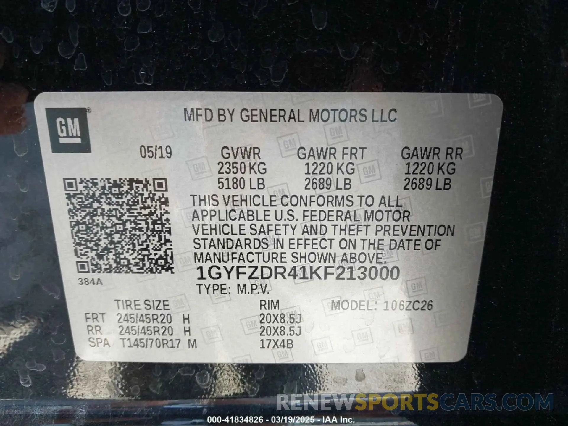 9 Photograph of a damaged car 1GYFZDR41KF213000 CADILLAC XT4 2019