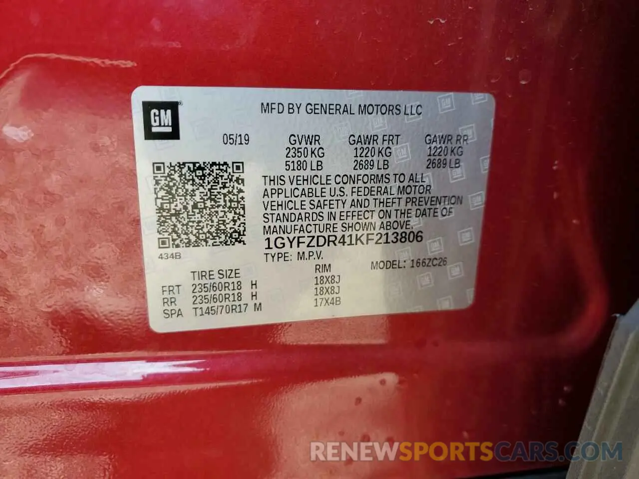 13 Photograph of a damaged car 1GYFZDR41KF213806 CADILLAC XT4 2019