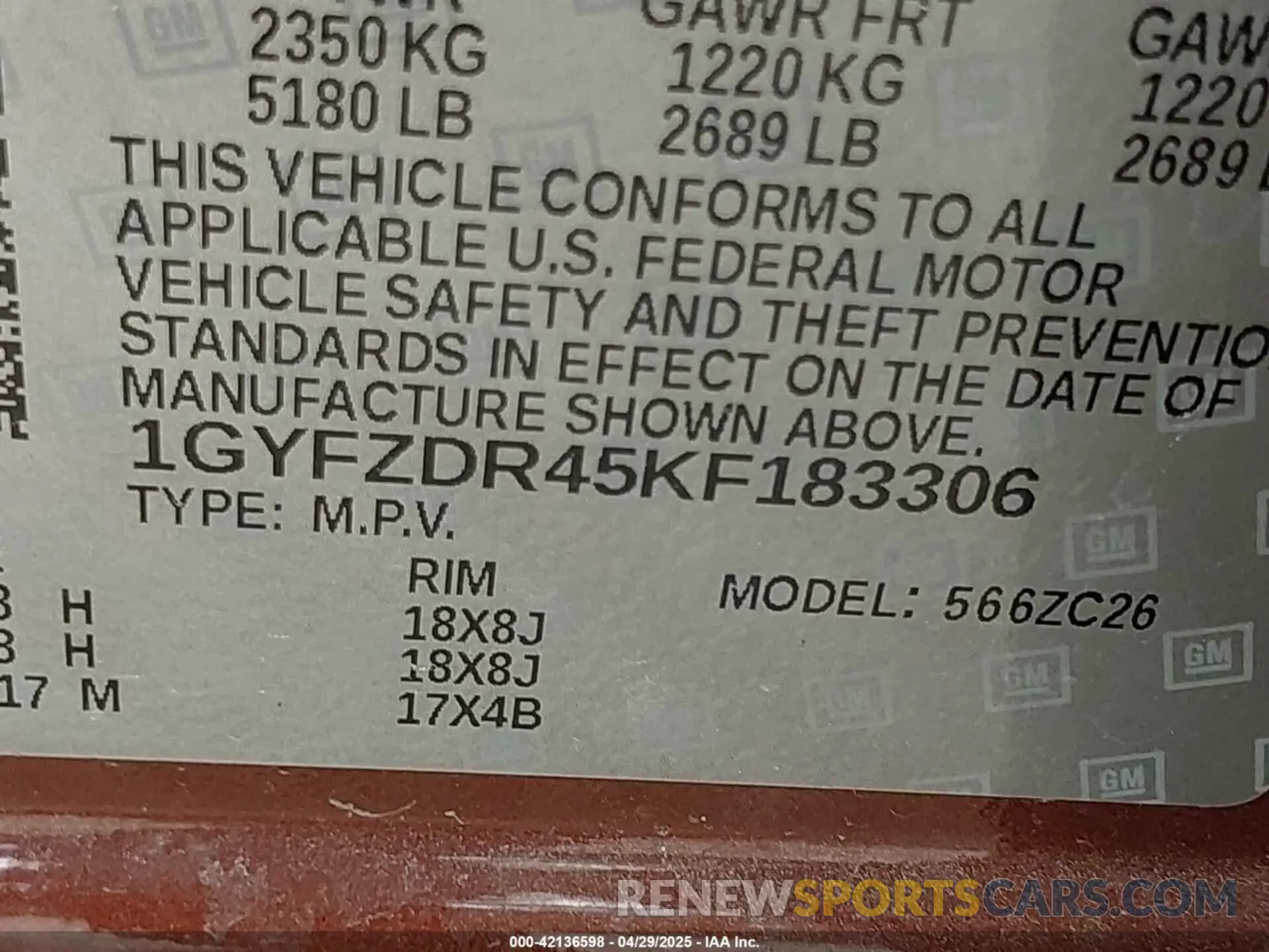 9 Photograph of a damaged car 1GYFZDR45KF183306 CADILLAC XT4 2019