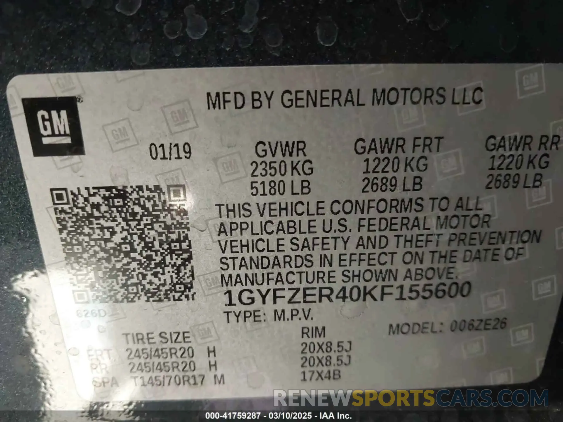 9 Photograph of a damaged car 1GYFZER40KF155600 CADILLAC XT4 2019
