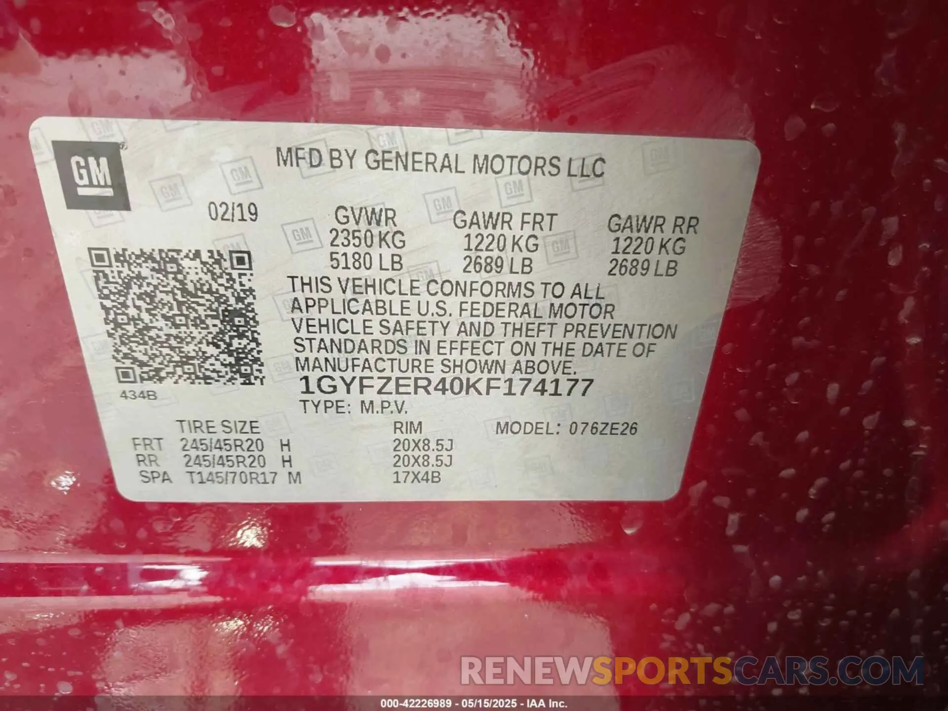 9 Photograph of a damaged car 1GYFZER40KF174177 CADILLAC XT4 2019