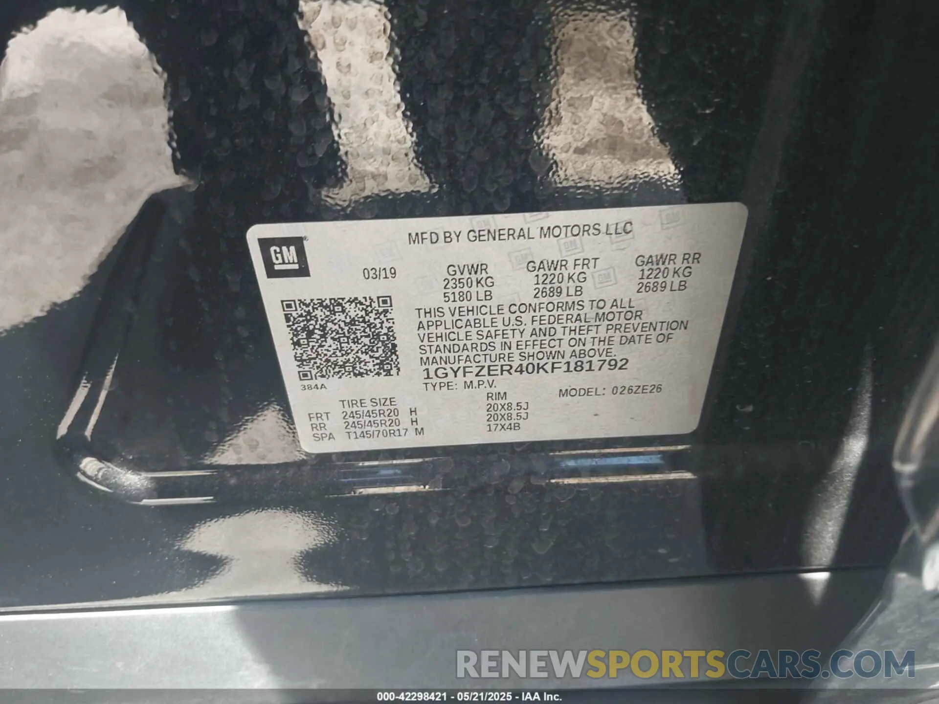9 Photograph of a damaged car 1GYFZER40KF181792 CADILLAC XT4 2019
