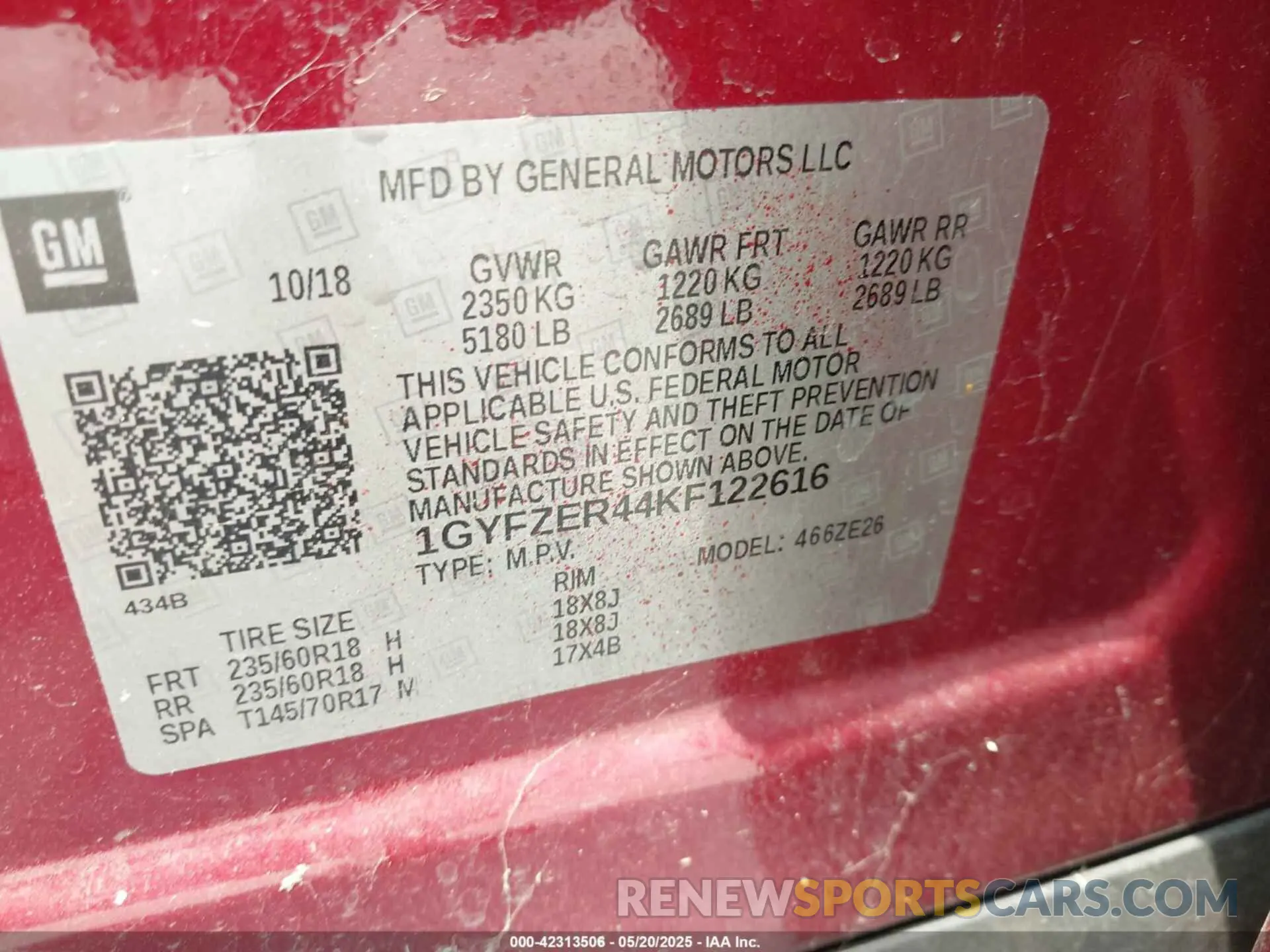 9 Photograph of a damaged car 1GYFZER44KF122616 CADILLAC XT4 2019