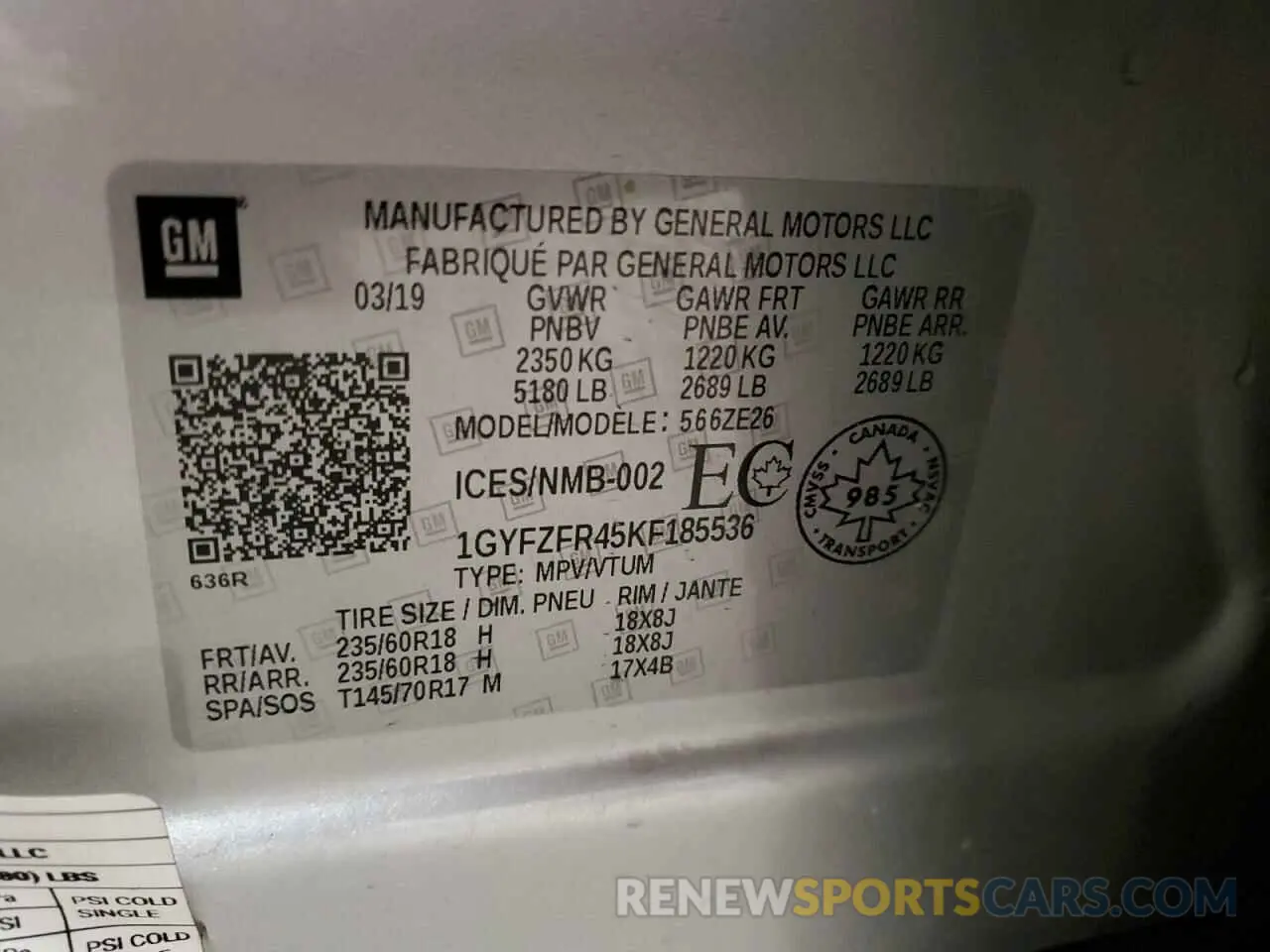 13 Photograph of a damaged car 1GYFZFR45KF185536 CADILLAC XT4 2019
