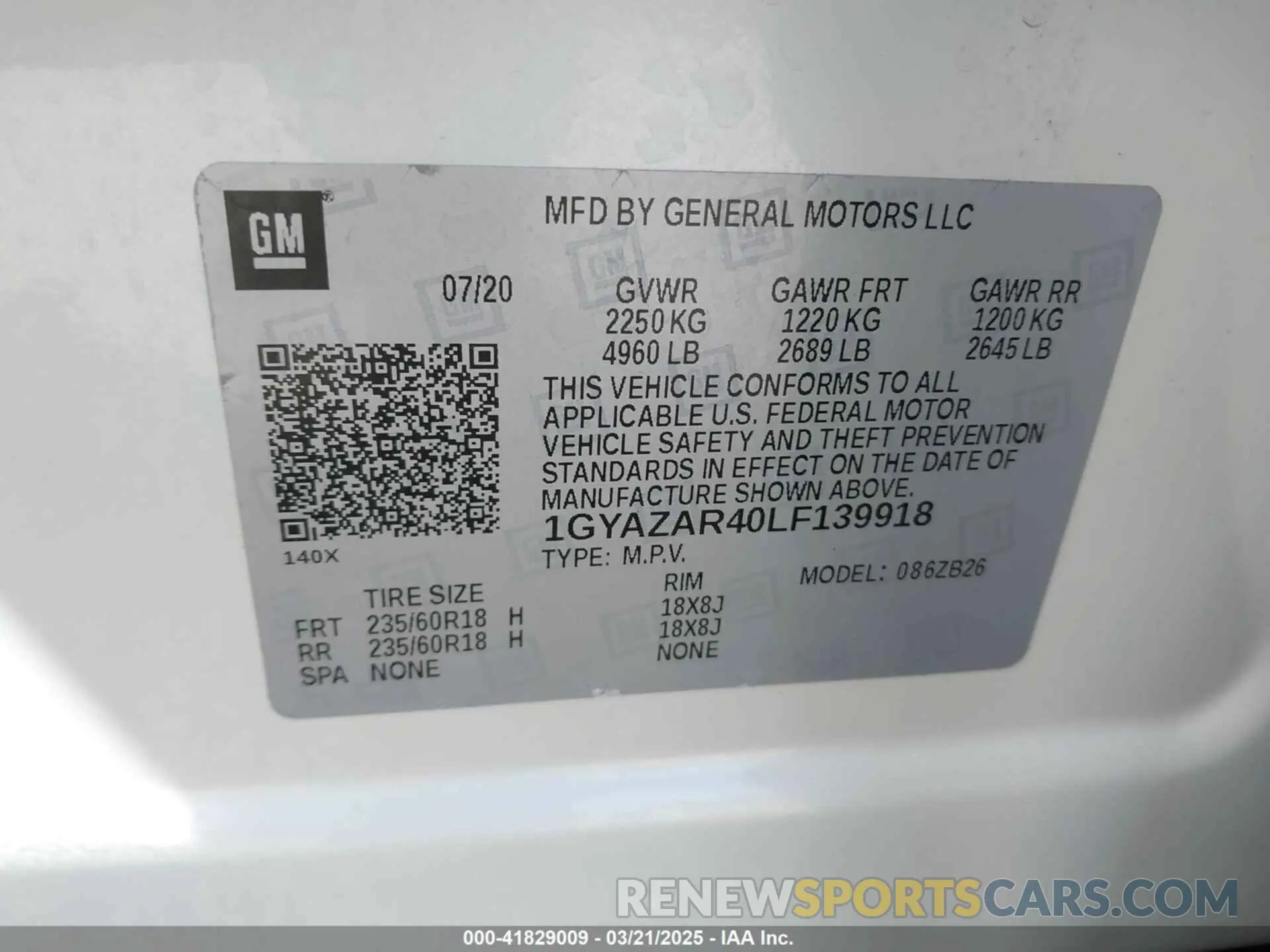9 Photograph of a damaged car 1GYAZAR40LF139918 CADILLAC XT4 2020