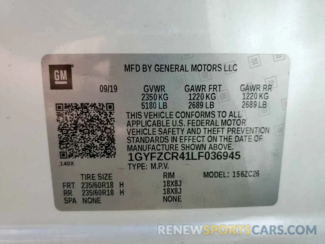 13 Photograph of a damaged car 1GYFZCR41LF036945 CADILLAC XT4 2020
