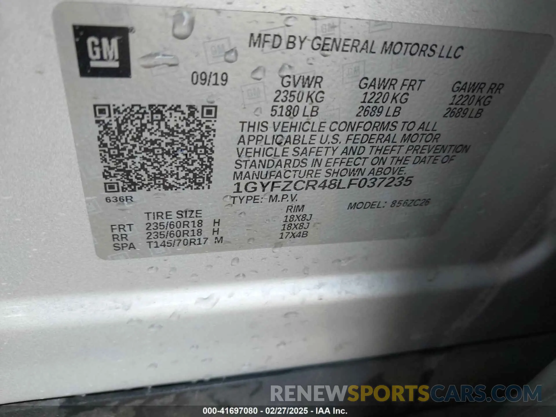 9 Photograph of a damaged car 1GYFZCR48LF037235 CADILLAC XT4 2020